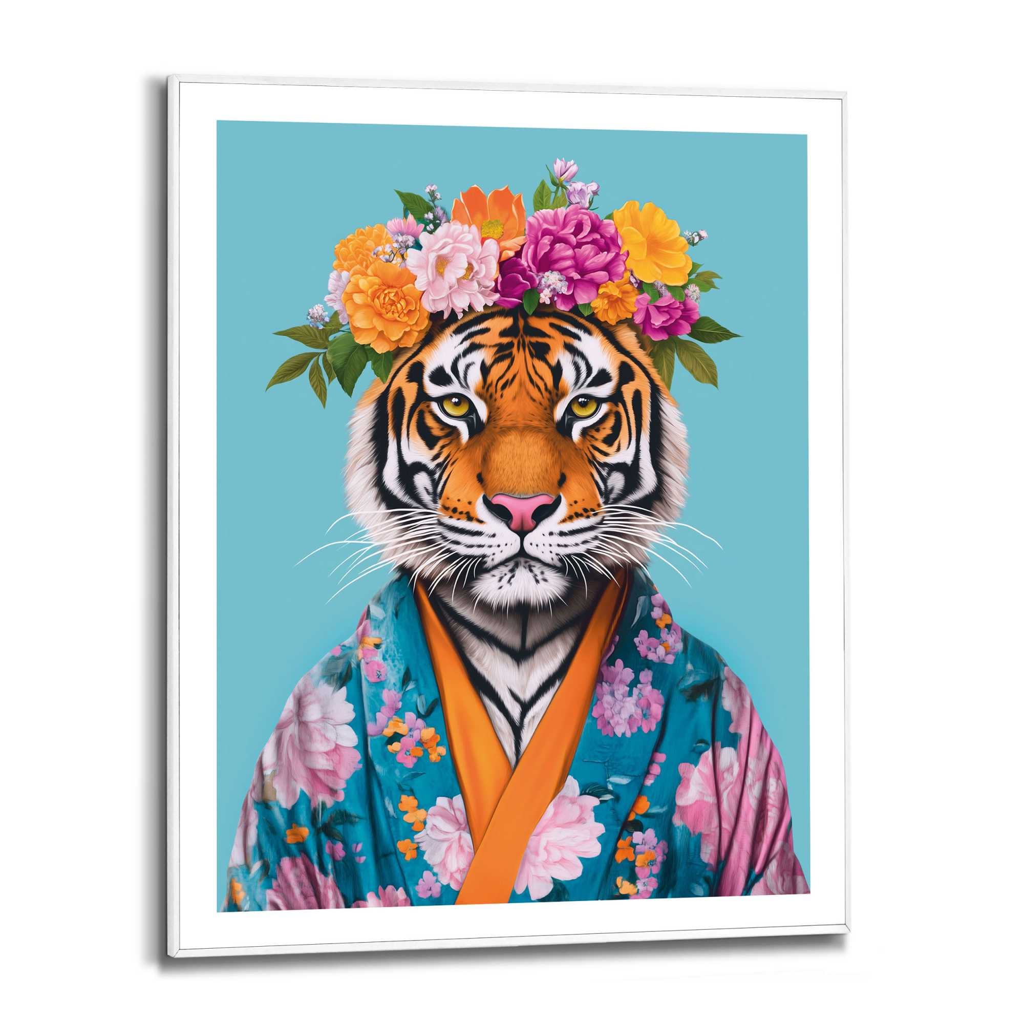 Image of Reinders Poster "Flower Tiger" Hobbyraum - Blumen - Kimono - Mehrfarbig - MDF - Tiere - 40x50 cm