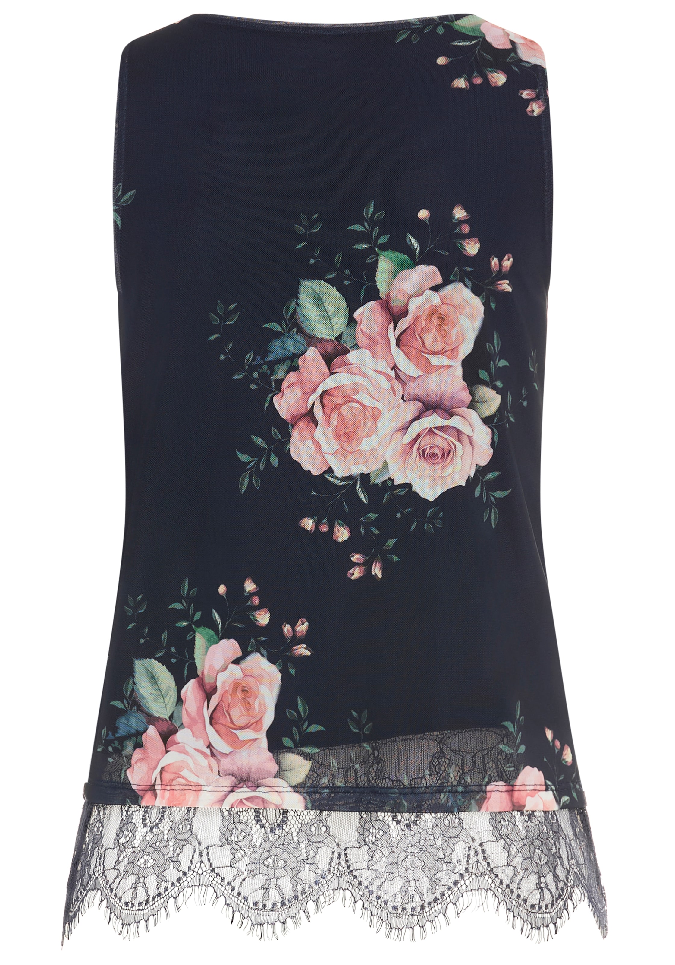 Laura Scott Top chemisier en mesh doux avec dentelle, à fleurs