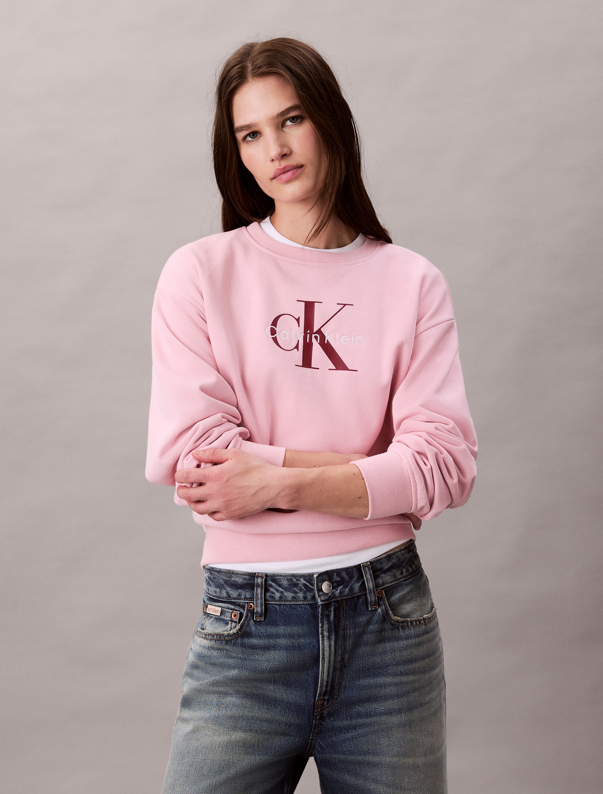 Calvin Klein Jeans Sweatshirt »LS MNLG FRNCH TRRY R«, Mit Rundhalsausschnitt