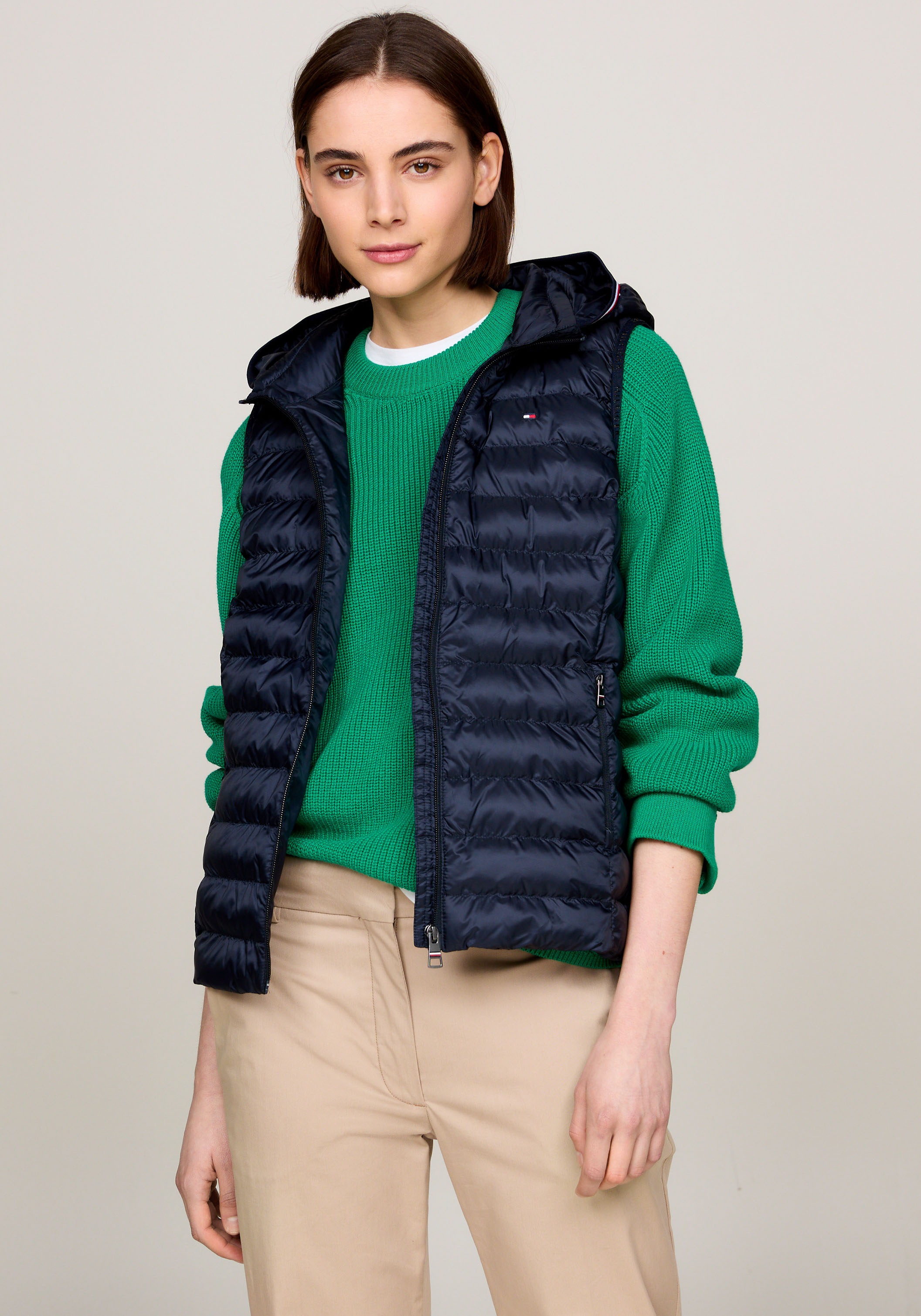 Image of Tommy Hilfiger Steppweste "LW PADDED GLOBAL STRIPE VEST" Global Serie TH WOMEN, abnehmbare Kapuze, Übergangsweste