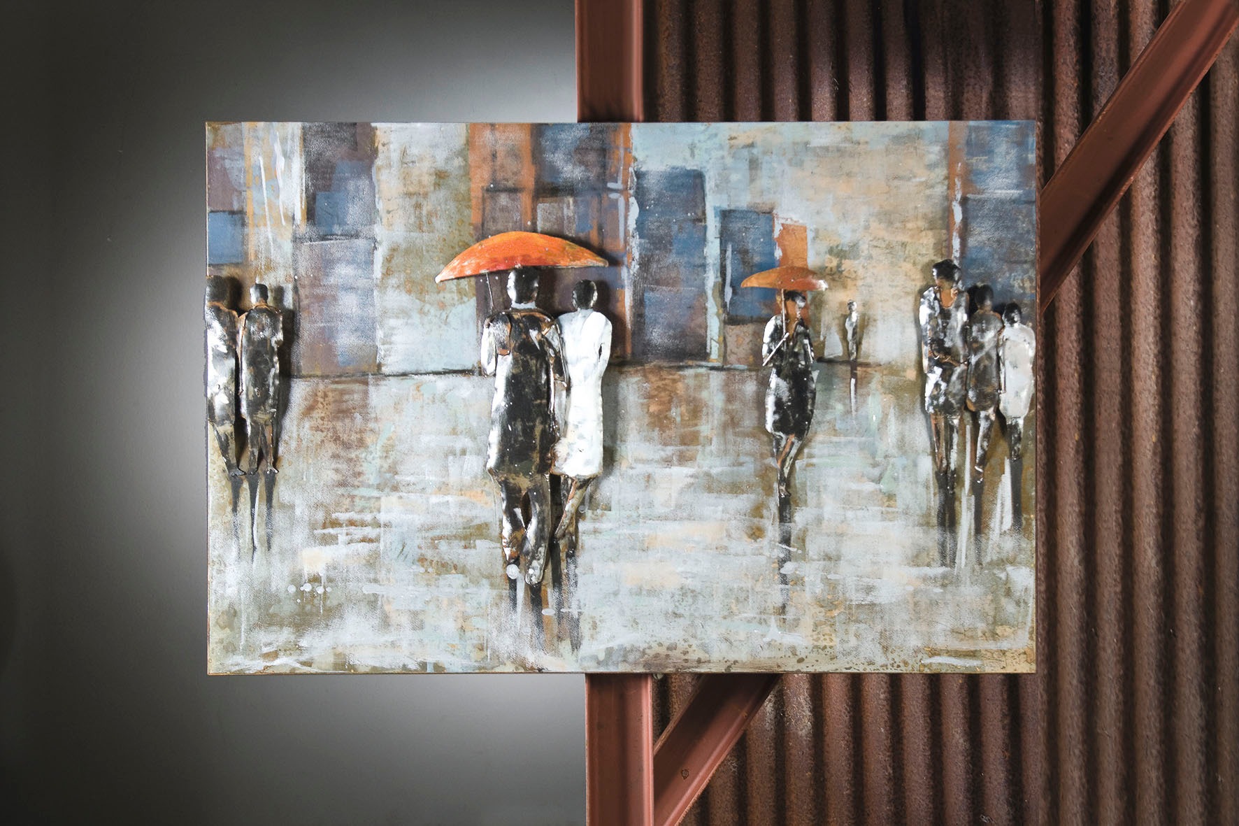 GILDE GALLERY Metallbild "Kunstobjekt Rainy Day" Menschen 1 Stk. tlg.