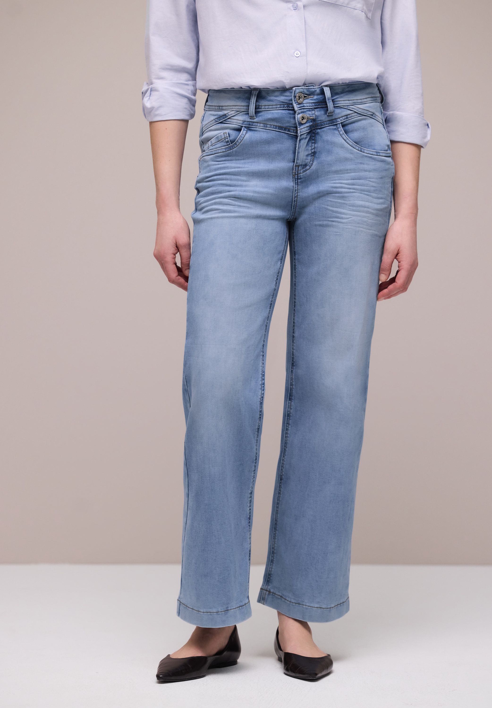 Image of STREET ONE High-waist-Jeans "Style Emee" mit weitem Bein und Viskose mit Stretch