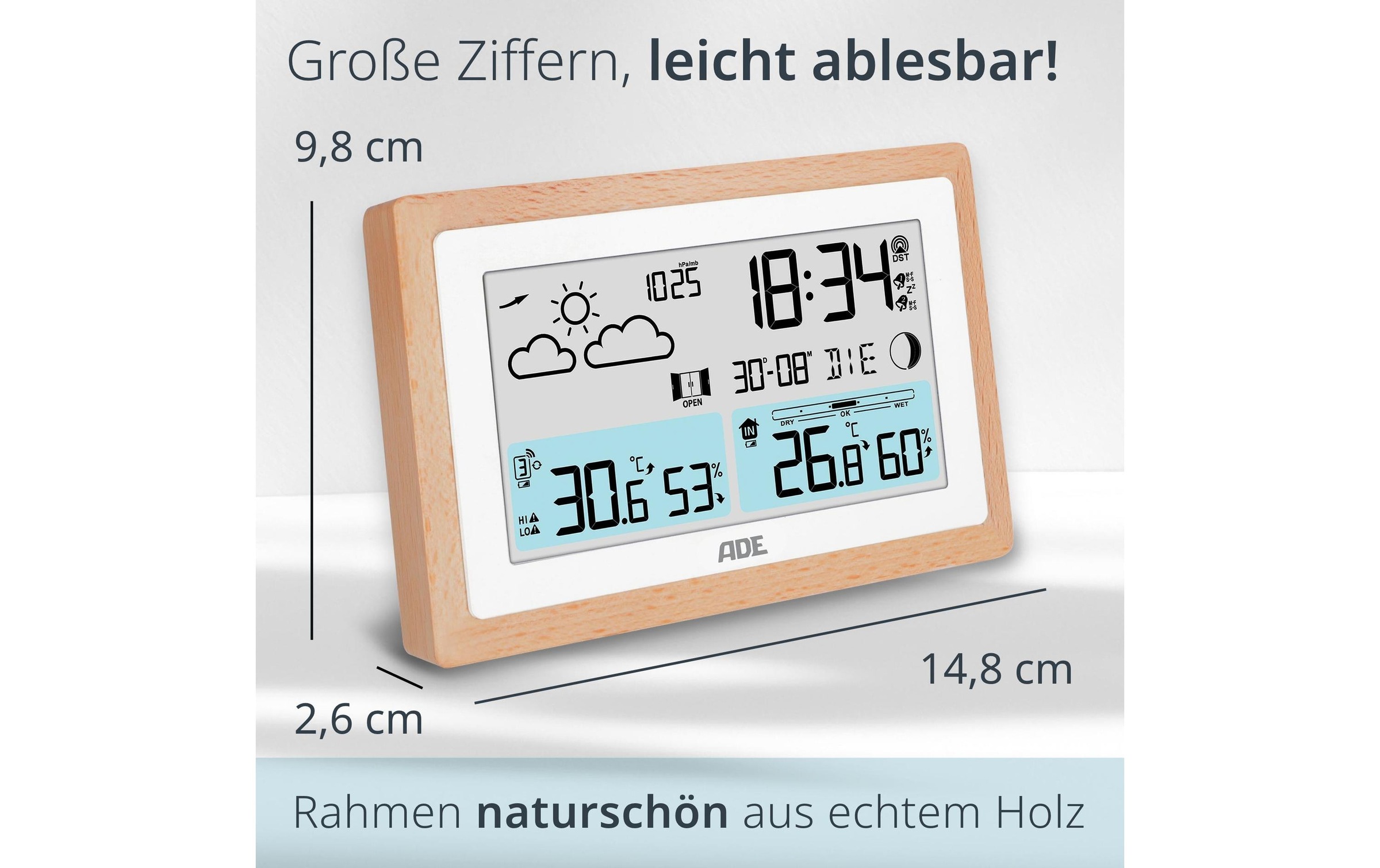 ADE Funkwetterstation »mit Funk-Aussensensor«