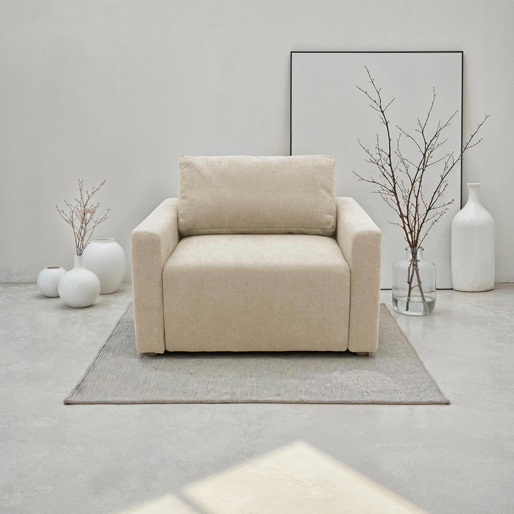 Image of DOMO collection Sessel "Sintra ausklappbar zur Schlaffunktion, mit Rückenkissen" Feinstruktur, beige