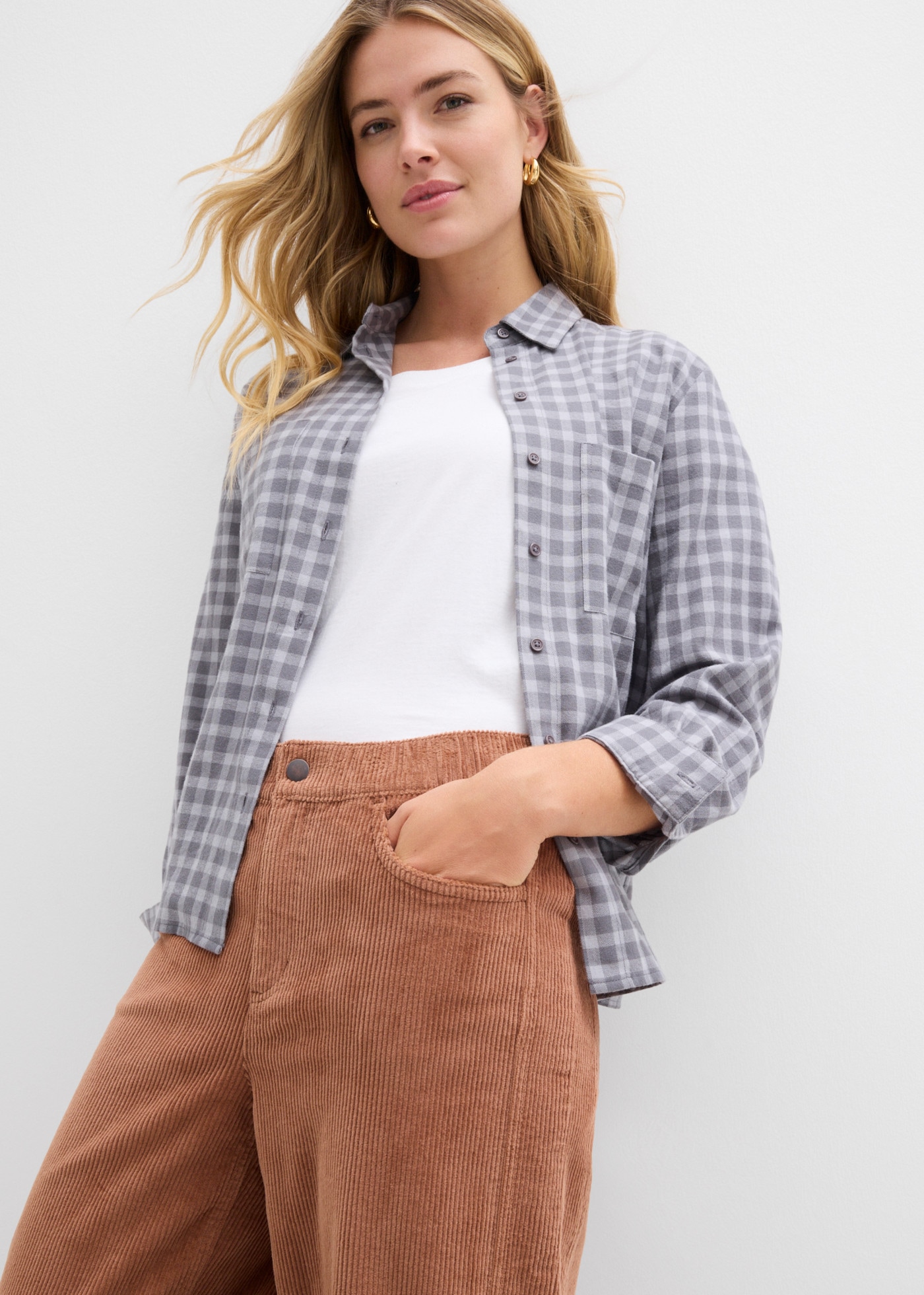 bonprix Cordhose  in 7/8-Länge, mit elastischem Bund, Loose Fit