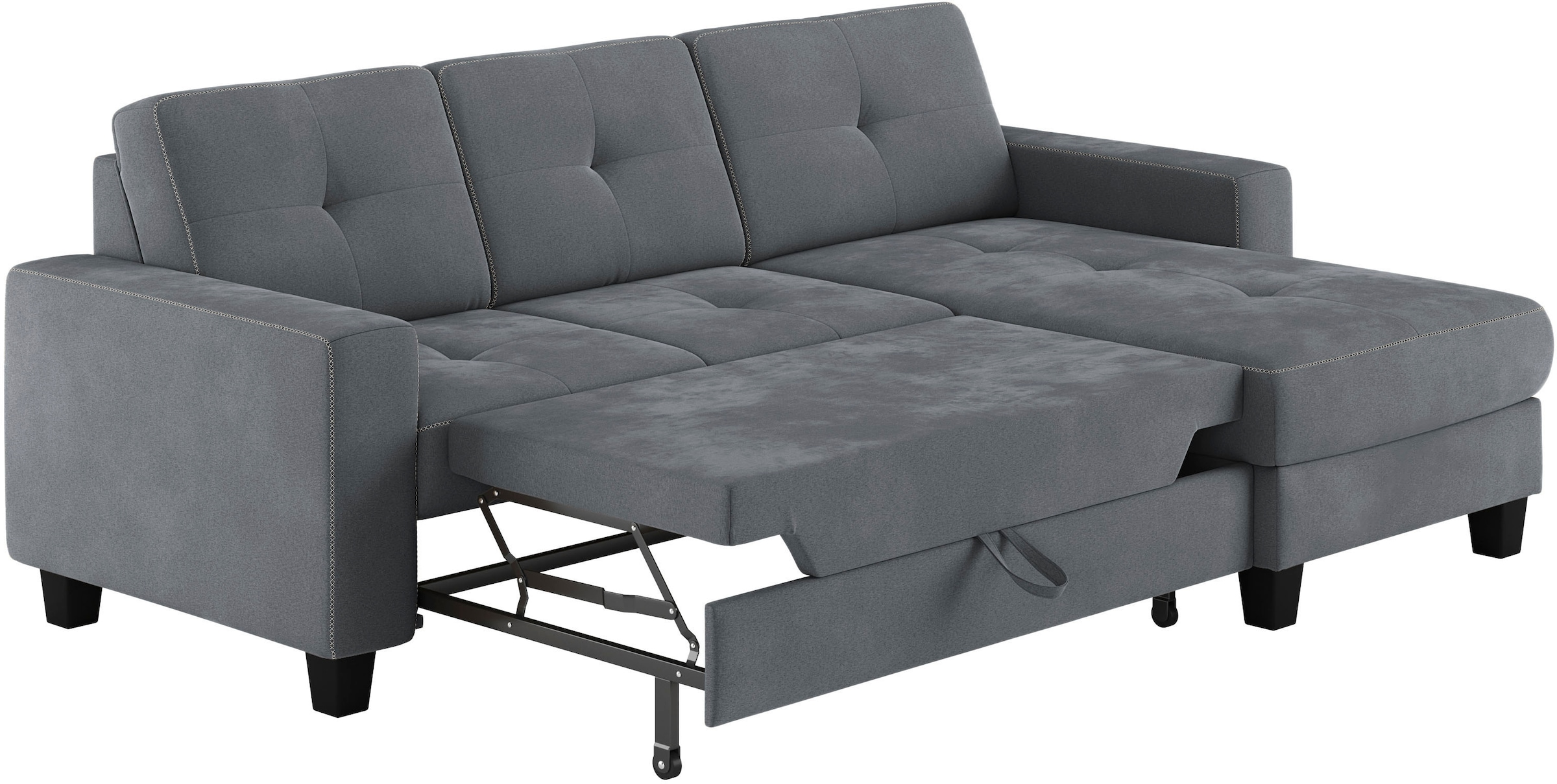Places of Style Ecksofa »Varese L-Form«, wahlweise mit Bettfunktion und Bettkasten