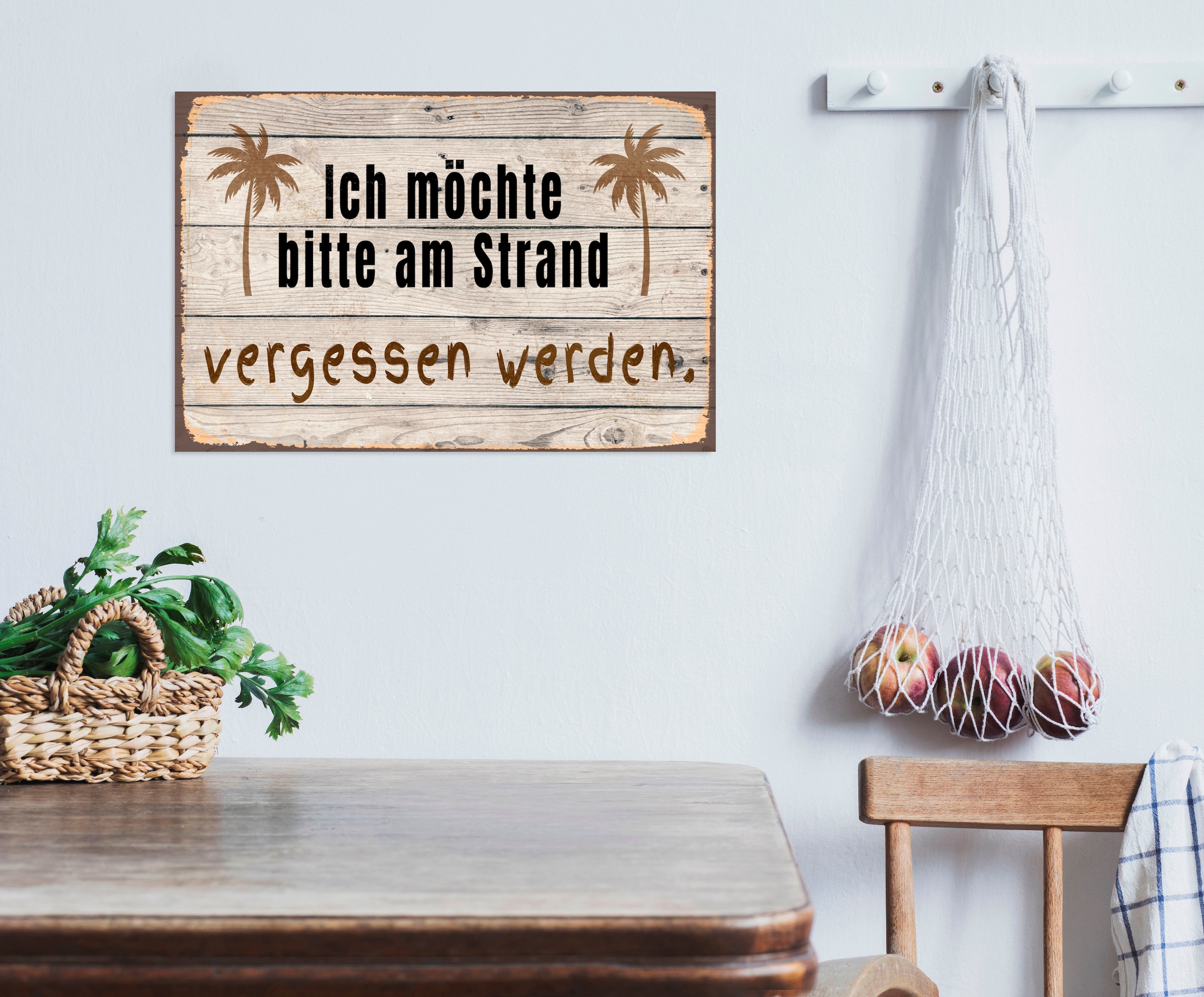 Image of queence Metallbild "vergessen werden" Schriftzug Schriftzüge Sprüche Sprüche & Texte Strand 1 Stk. tlg. Stahlschilder