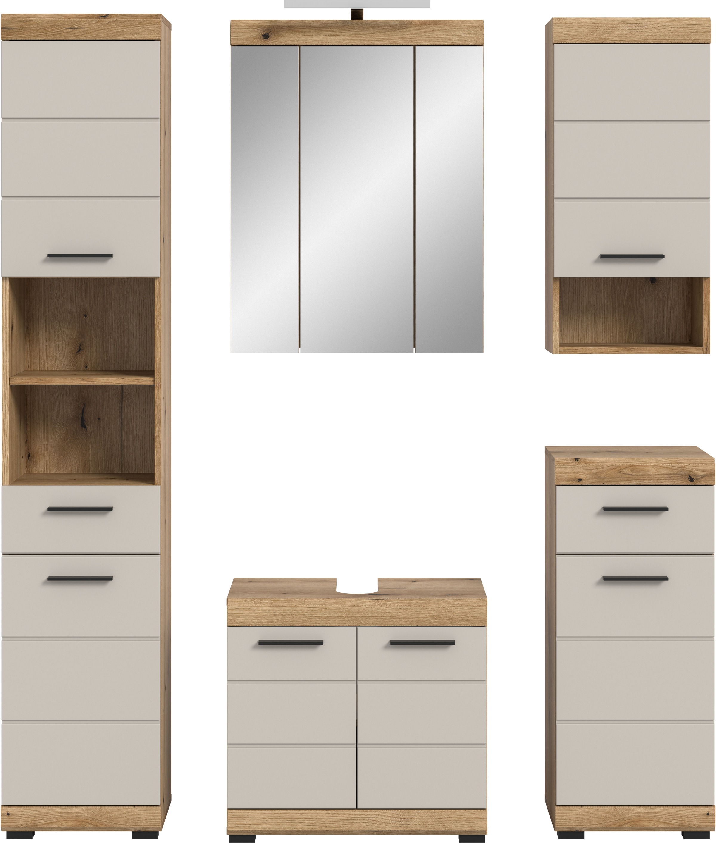 welltime Badmöbel-Set »Siena, 5 teilig, inklusive LED Beleuchtung, bestehend aus:« Set, TOPSELLER!, 5 Stk. tlg.