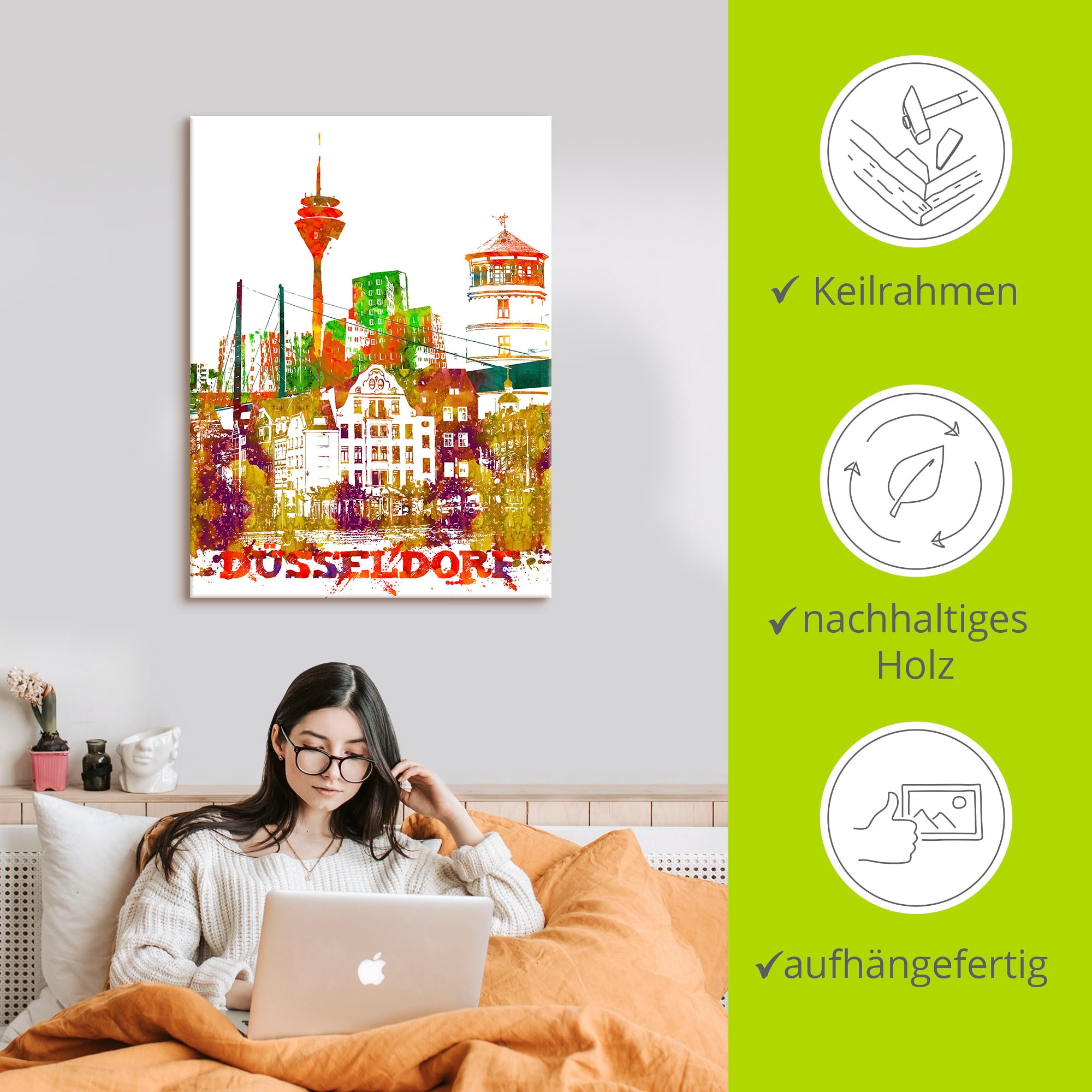 Artland »Düsseldorf Grafik« 1 cuis tlg. auf Holzrahmen gespannt