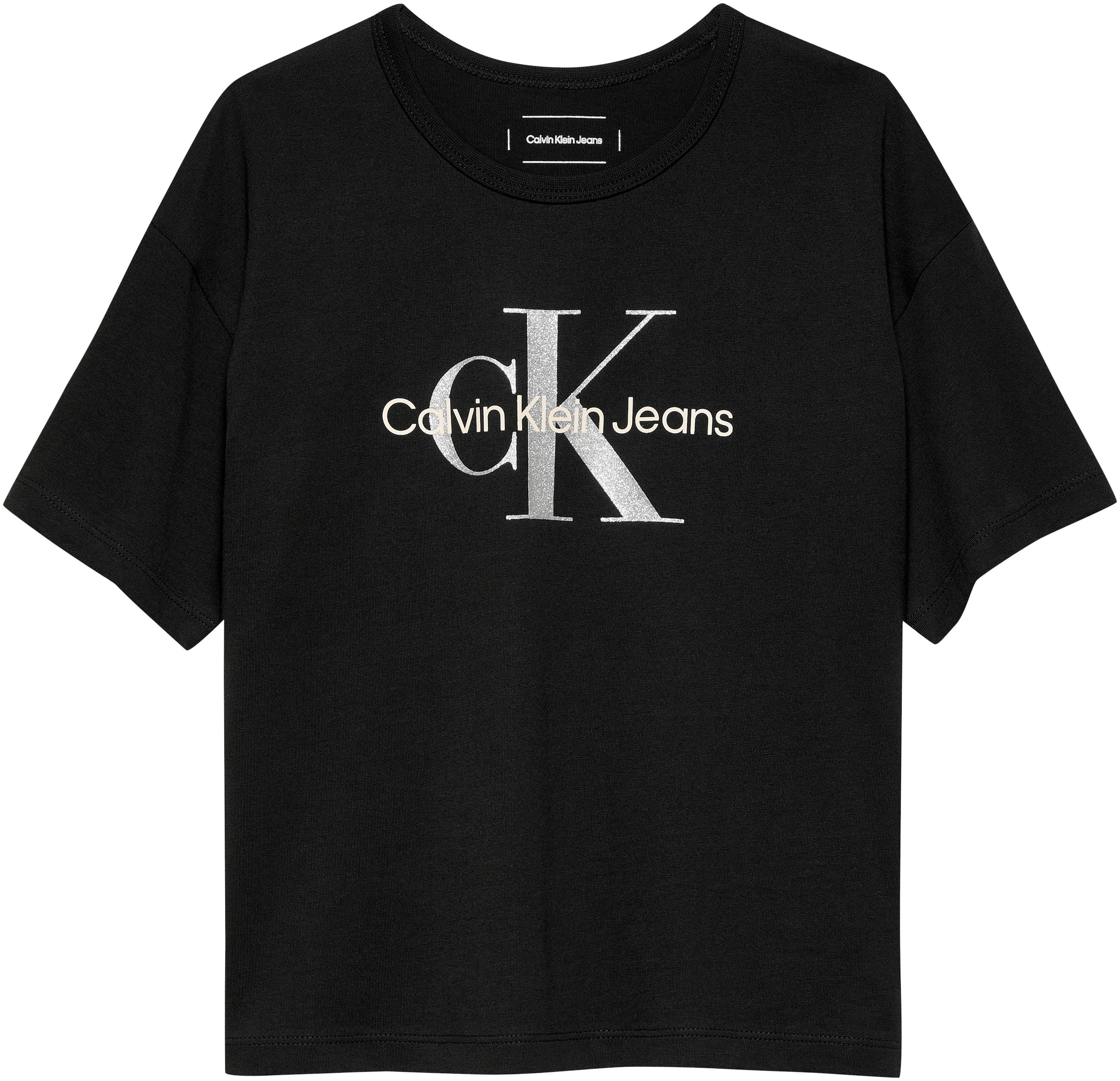 Calvin Klein Jeans Rundhalsshirt »MONOLOGO GLITTER SS T-SHIRT«, für Kinder bis 16 Jahre mit Logoschriftzug