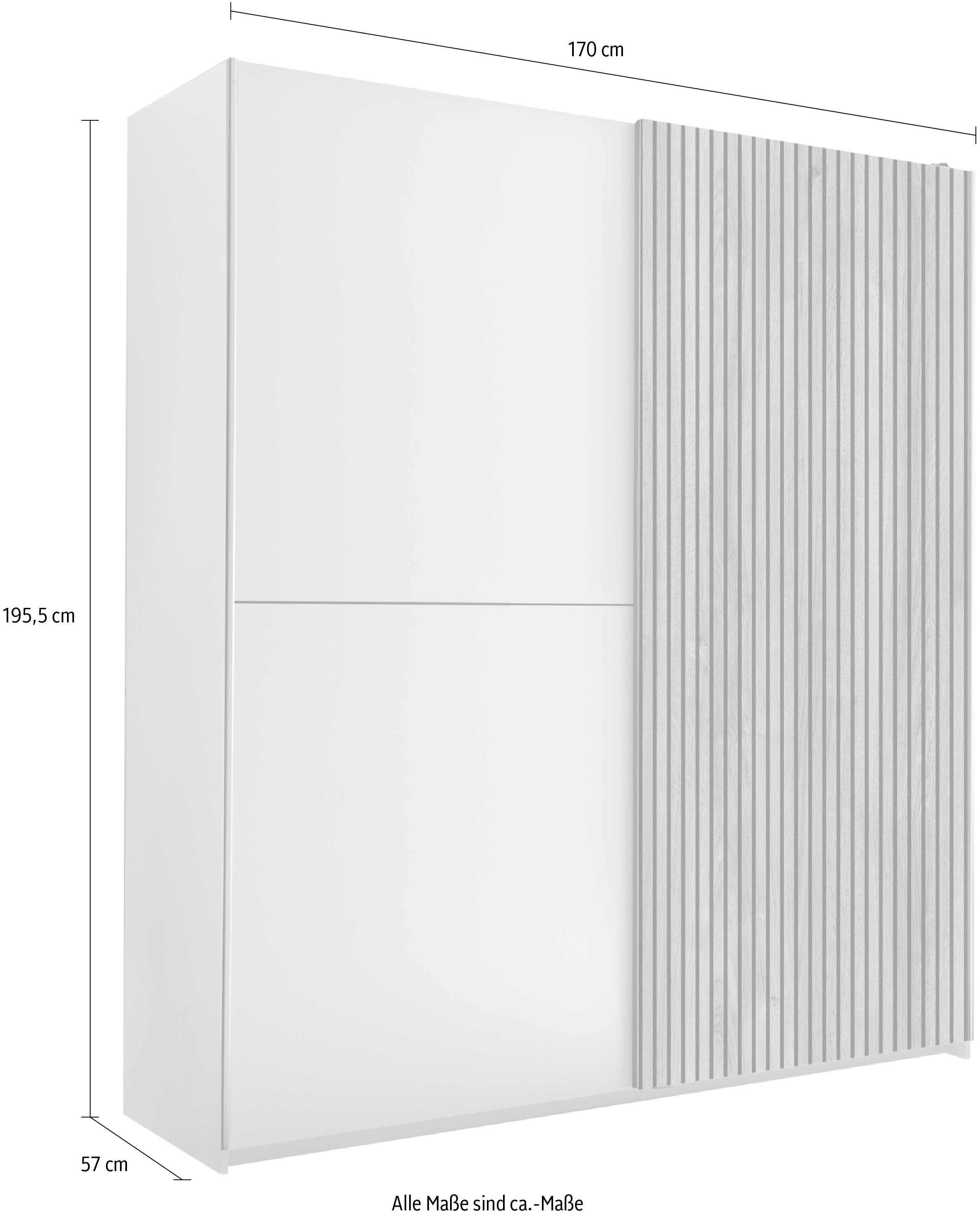 Schlafkontor Schwebetürenschrank »Berno Kleiderschrank mit Schiebetüren«, Rillenoptik