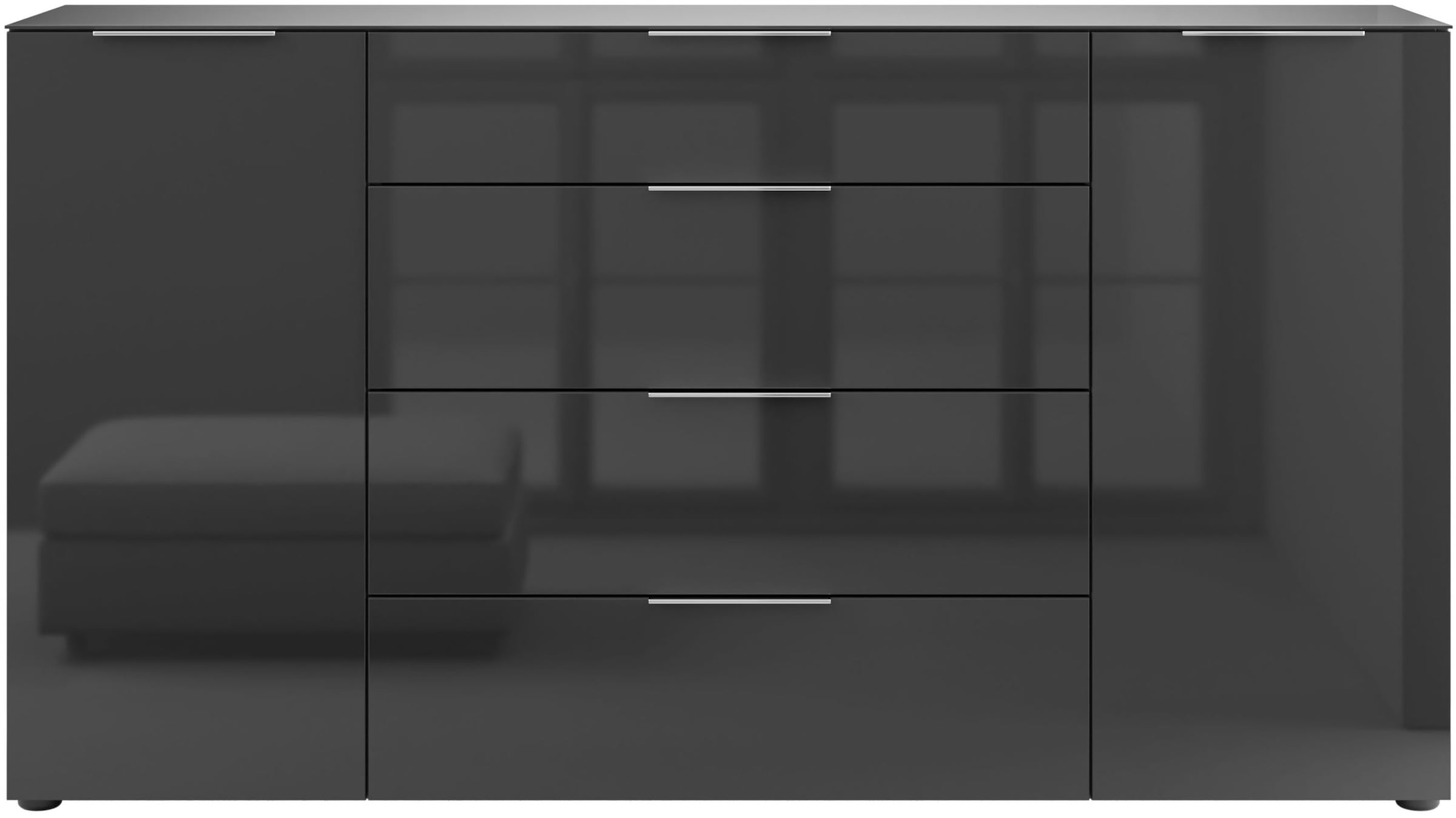 Image of Manjana Möbel Sideboard "Style" mit Glasfronten, mit Metallgriffen, melaminbeschichtet