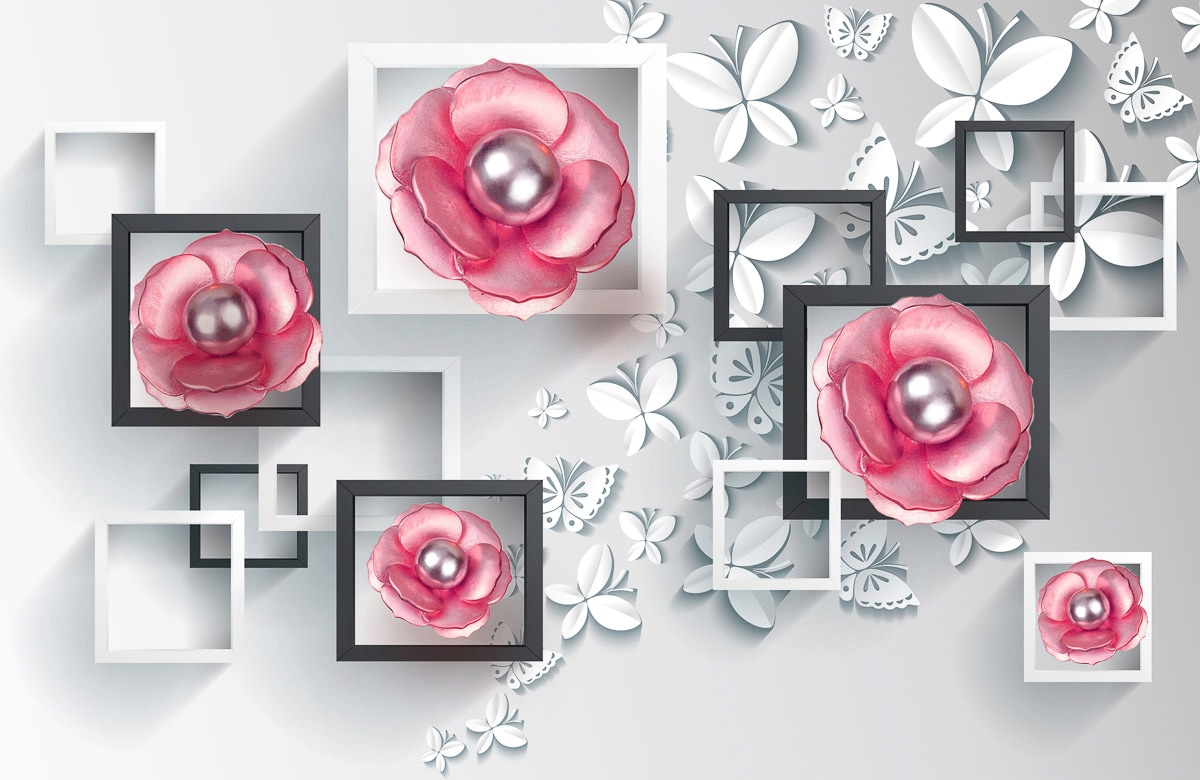 Papermoon Fototapete »Muster mit Blumen«