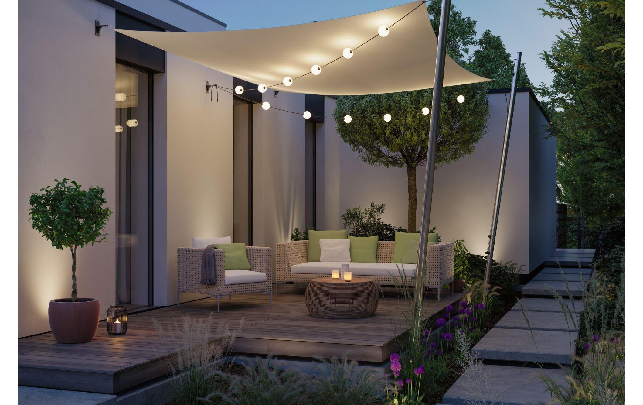 Paulmann Gartenleuchte »LED Lichterkette Plug & Shine Naima 5.88 m, WW, Schwarz« LED-Modul warmweiss