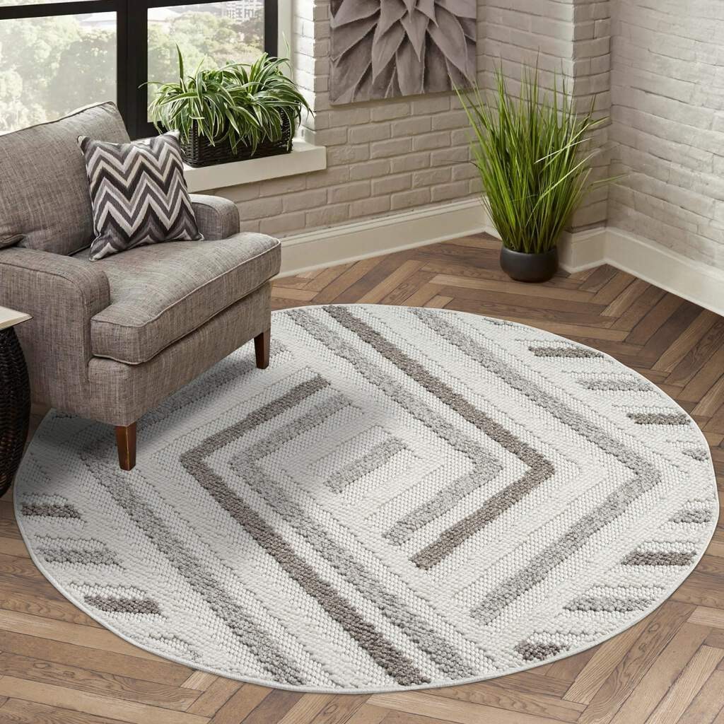 Image of Carpet City Teppich "LINDO 7590" rund 11 mm Höhe Kurzflor, Hochtief-Muster/ 3D-Effekt, Boho-Stil, Wohnzimmer