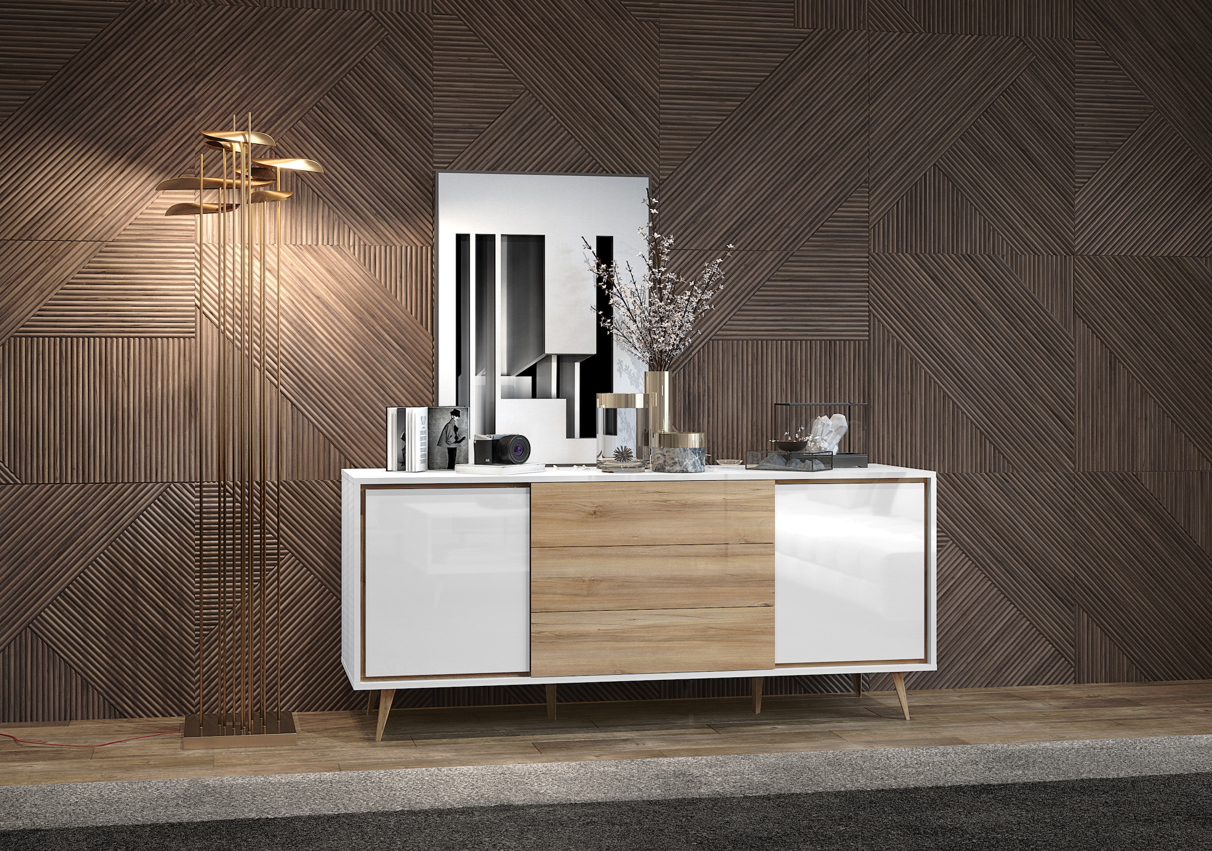 GOODproduct Commode »Vida« (H/L/P) : 78/180/47 cm,  laqué UV, très brillant, fonction soft-close et push-to-open
