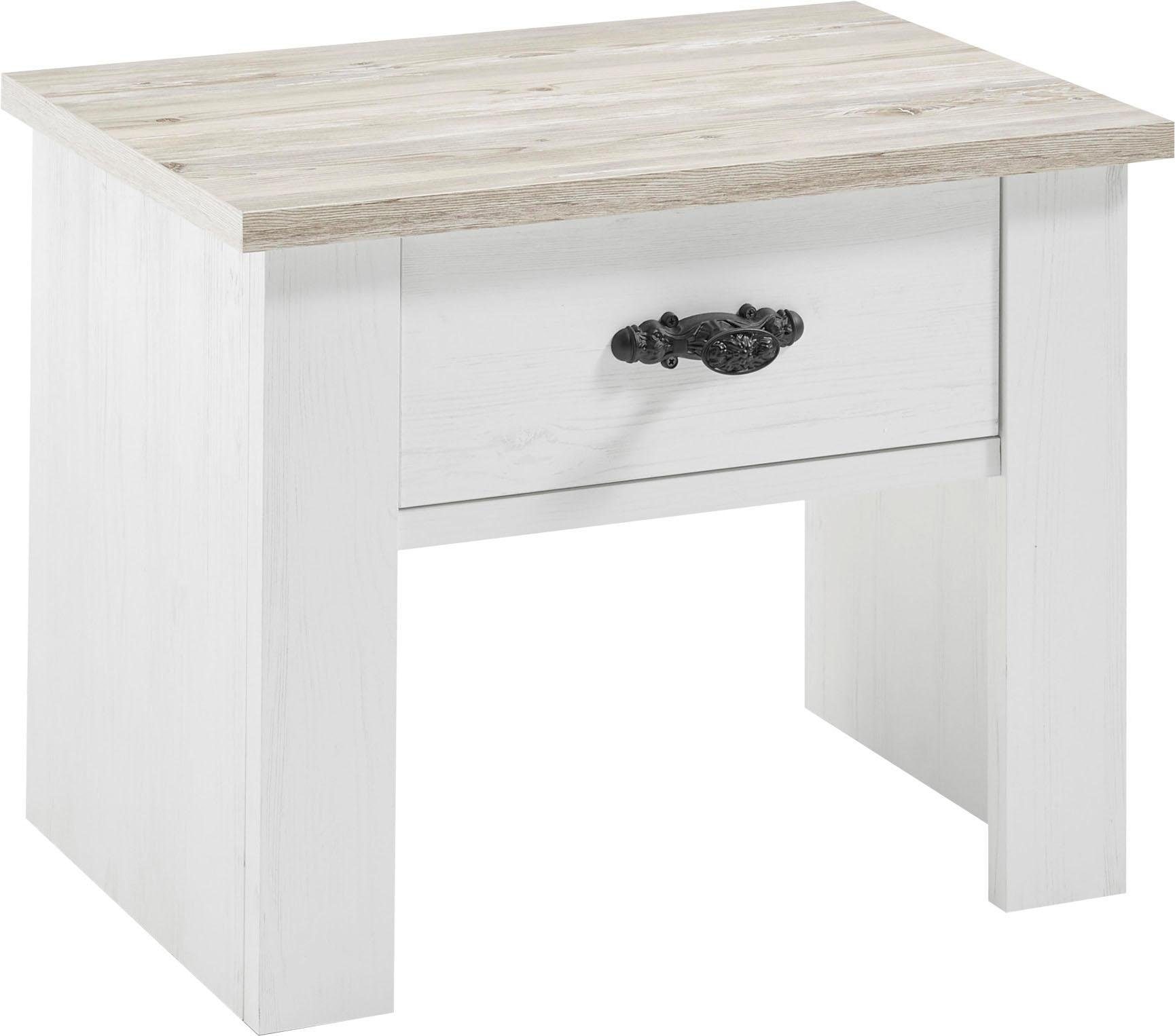 Image of Home affaire Nachtkommode "Florenz Nachtschrank Seitenschrank Kommode" mit schön verzierten, aussergewöhnlichen Metallgriffen Nachttisch
