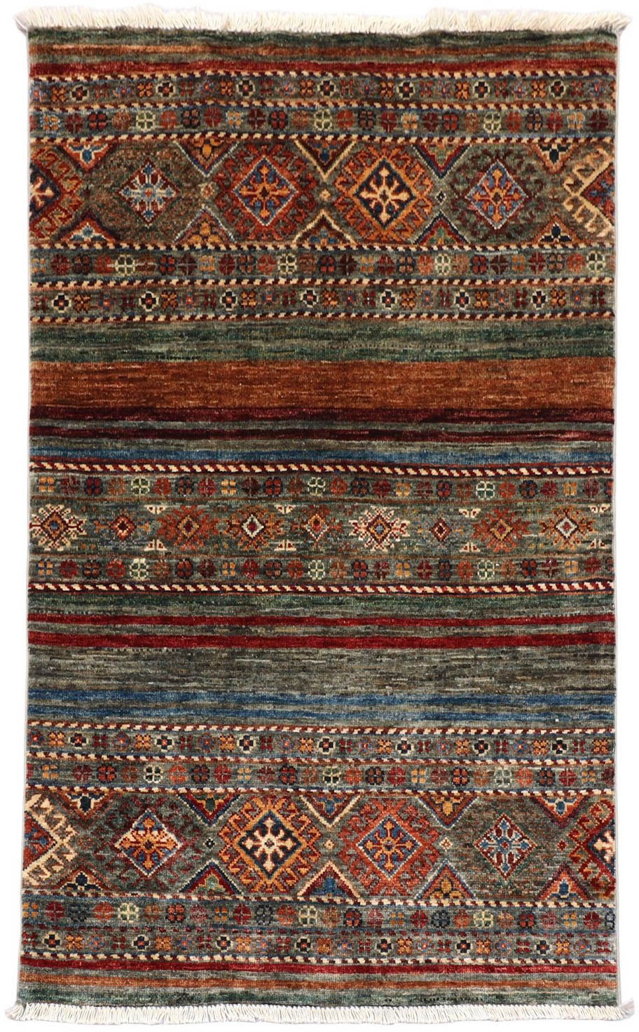 Image of morgenland Wollteppich »Ziegler Streifen Rosso scuro 130 x 82 cm«, rechteckig, 0,6 mm Höhe, Handgeknüpft bei Ackermann Versand Schweiz