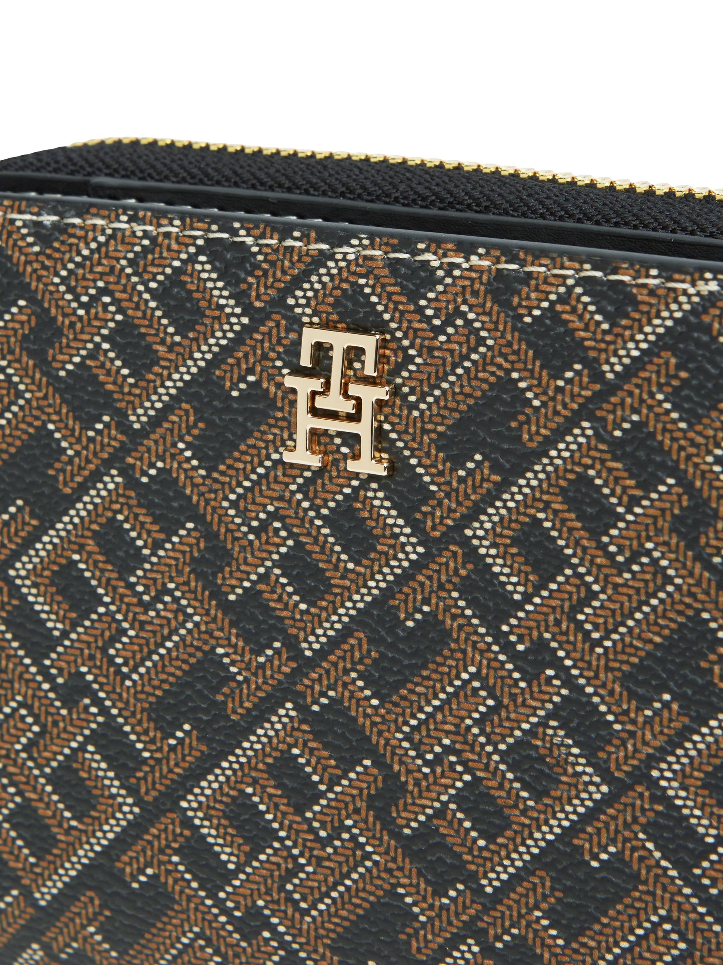 Tommy Hilfiger Porte-monnaie »TH ICON MED ZA W/FLAP MONO PRINT« Portefeuille femme, porte-monnaie avec imprimé logo TH coloré