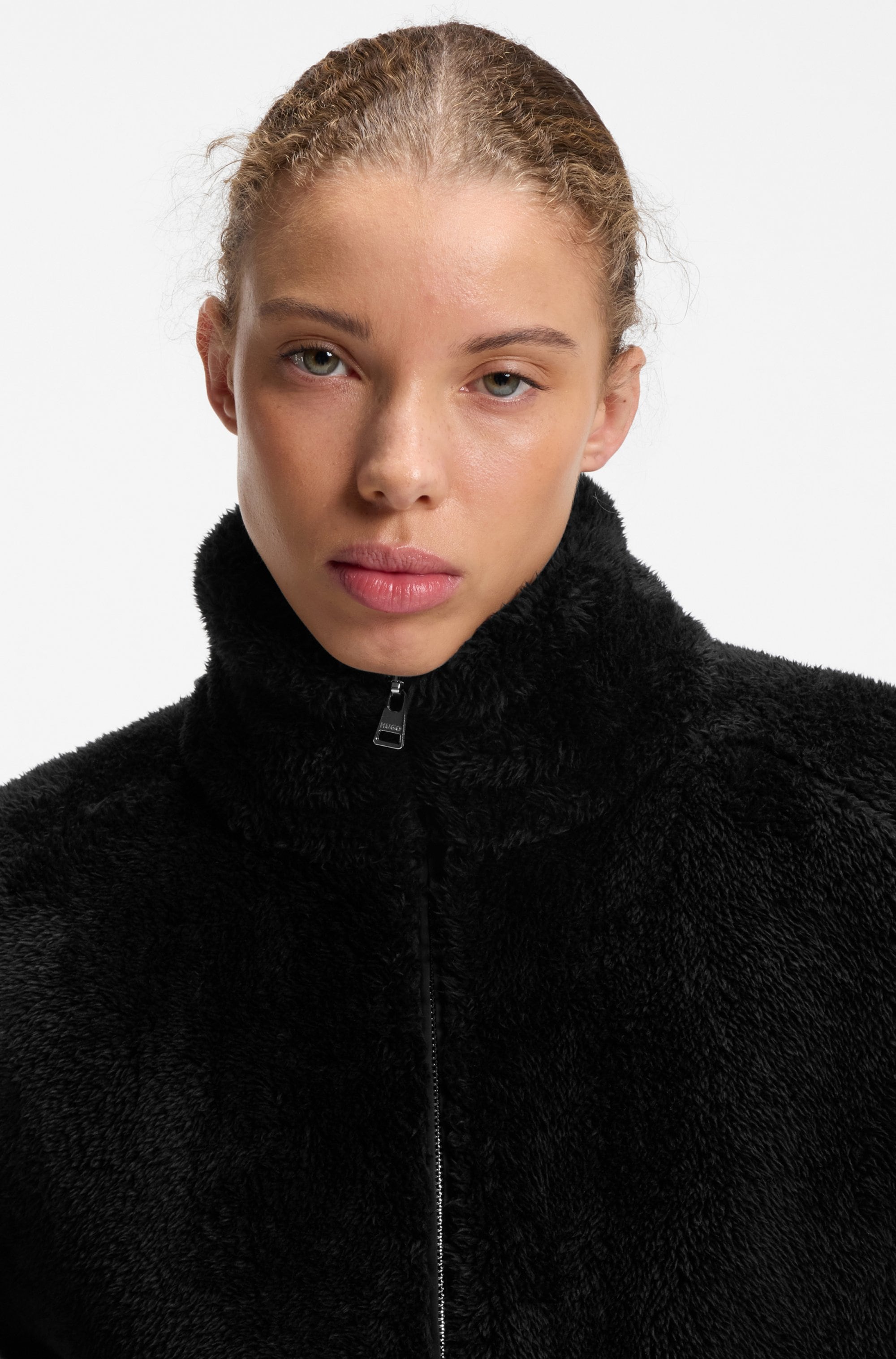 HUGO Fellimitatjacke »Fayla« mit aufgesetzten Taschen, Relaxed Fit