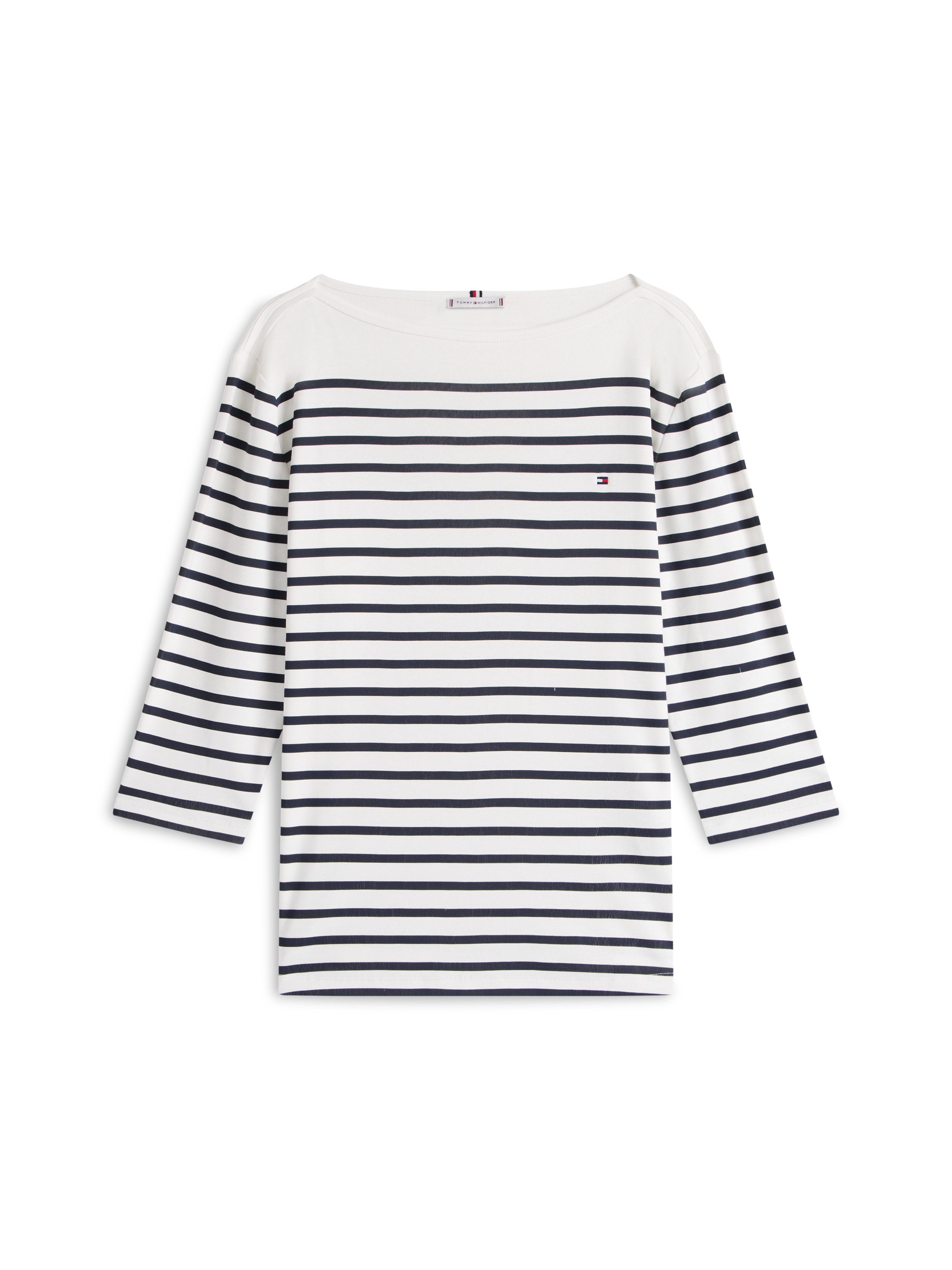 Tommy Hilfiger Curve T-shirt »CRV SLIM CODY BOAT-NK 3/4SLV« en grandes tailles, manches 3/4, broderie logo