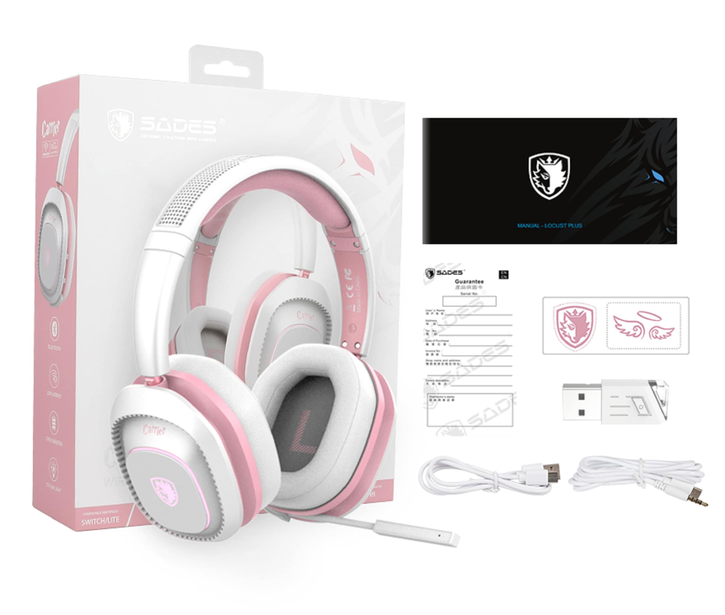 Sades Gaming-Headset »Carrier SA-203« Rauschunterdrückung kabellos, Stereo, Over Ear, Bluetooth 5.0, 2,4G, 3,5 mm