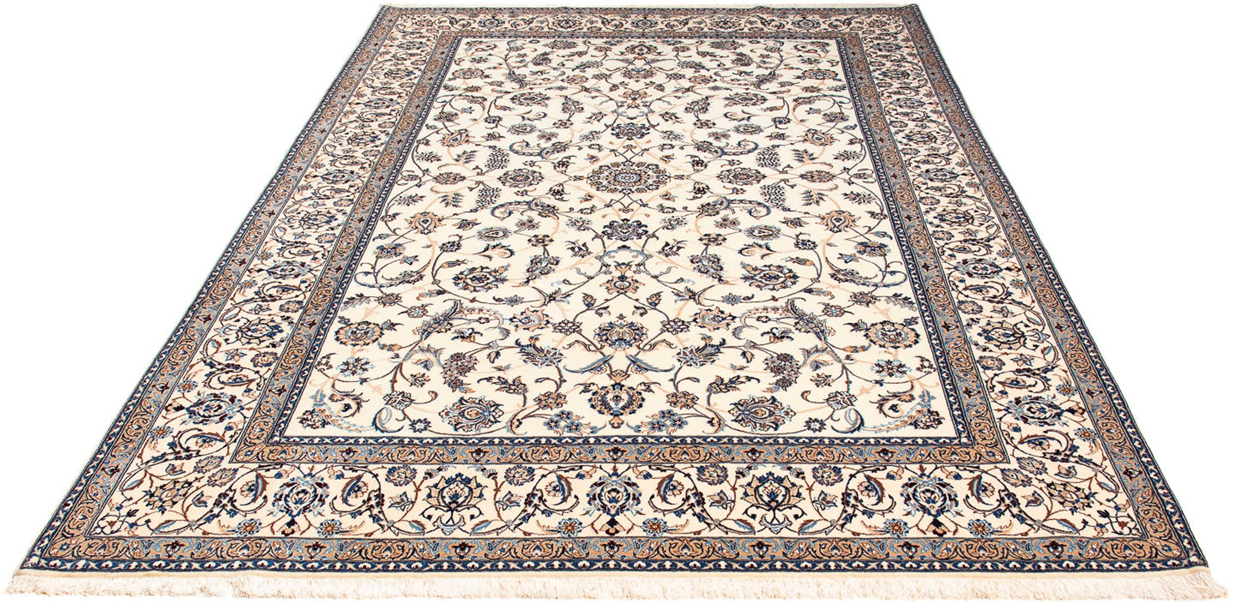 Image of morgenland Orientteppich »Perser - Nain - Royal - 263 x 176 cm - beige«, rechteckig, 10 mm Höhe, Wohnzimmer, Handgeknüpft, Einzelstück mit Zertifikat bei Ackermann Versand Schweiz