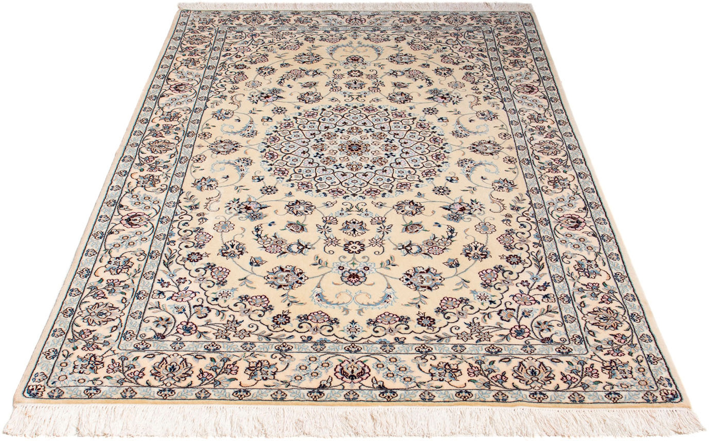 Image of morgenland Orientteppich »Perser - Nain - Premium - 188 x 123 cm - beige«, rechteckig, 6 mm Höhe, Wohnzimmer, Handgeknüpft, Einzelstück mit Zertifikat bei Ackermann Versand Schweiz
