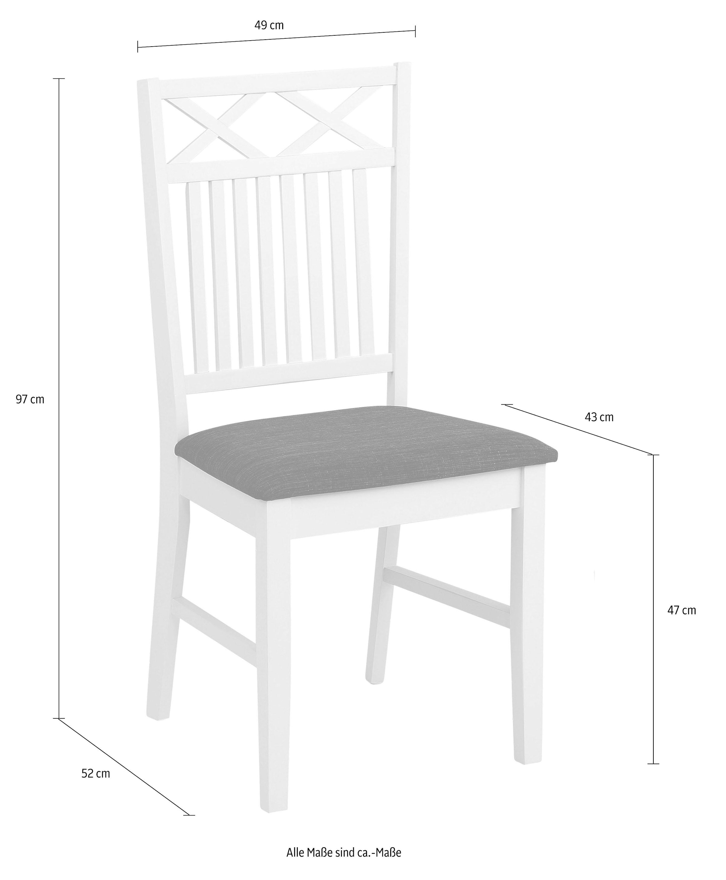 Home affaire Esszimmerstuhl »Fullerton, Holzstuhl«, (Set), 2 St., Webstoff, mit attraktiven Fräsungen, Sitzhöhe 47 cm, Küchenstuhl