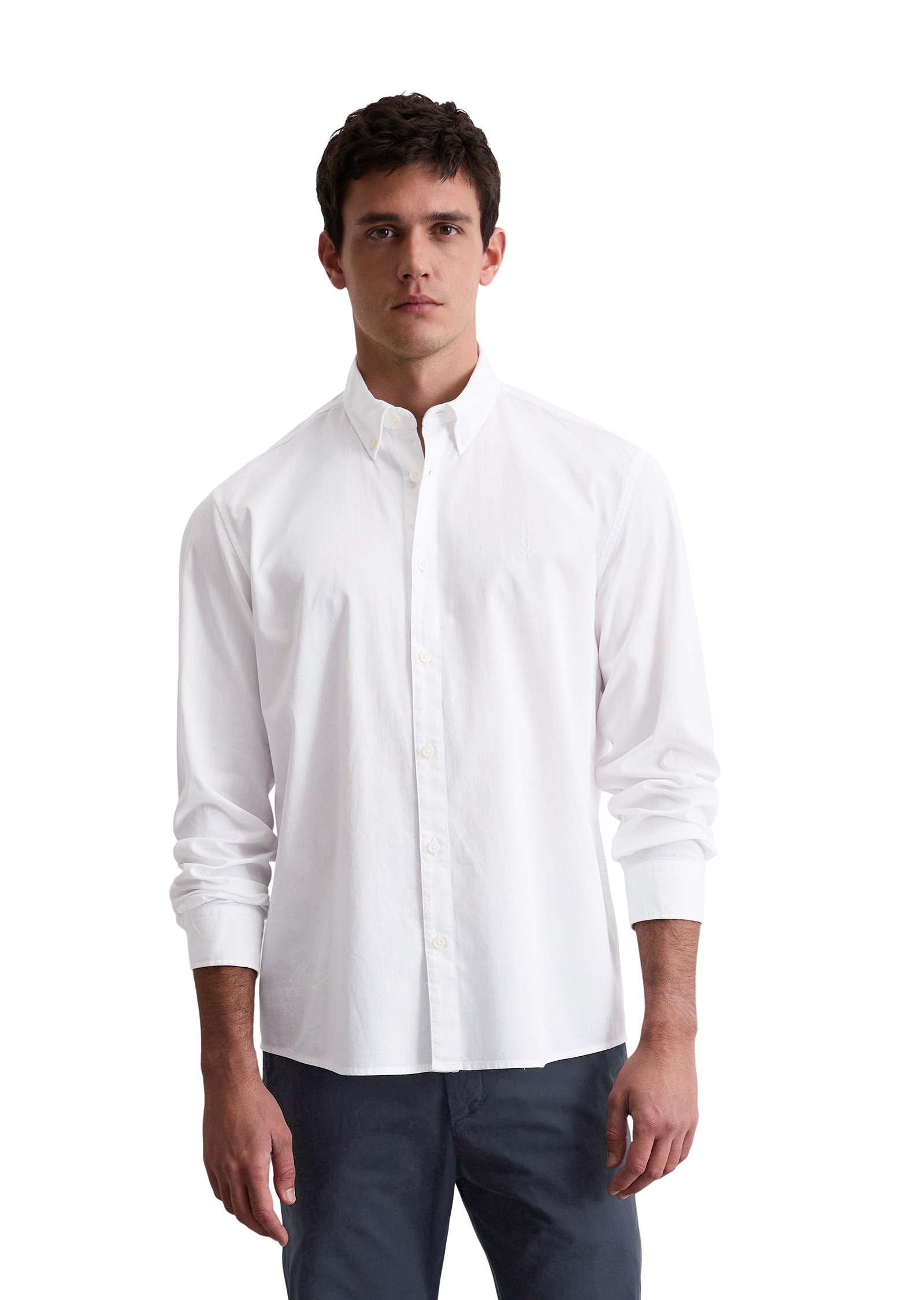 Marc O'Polo Langarmhemd, regular fit aus Bio-Baumwolle, Button-down-Kragen, mit Struktur