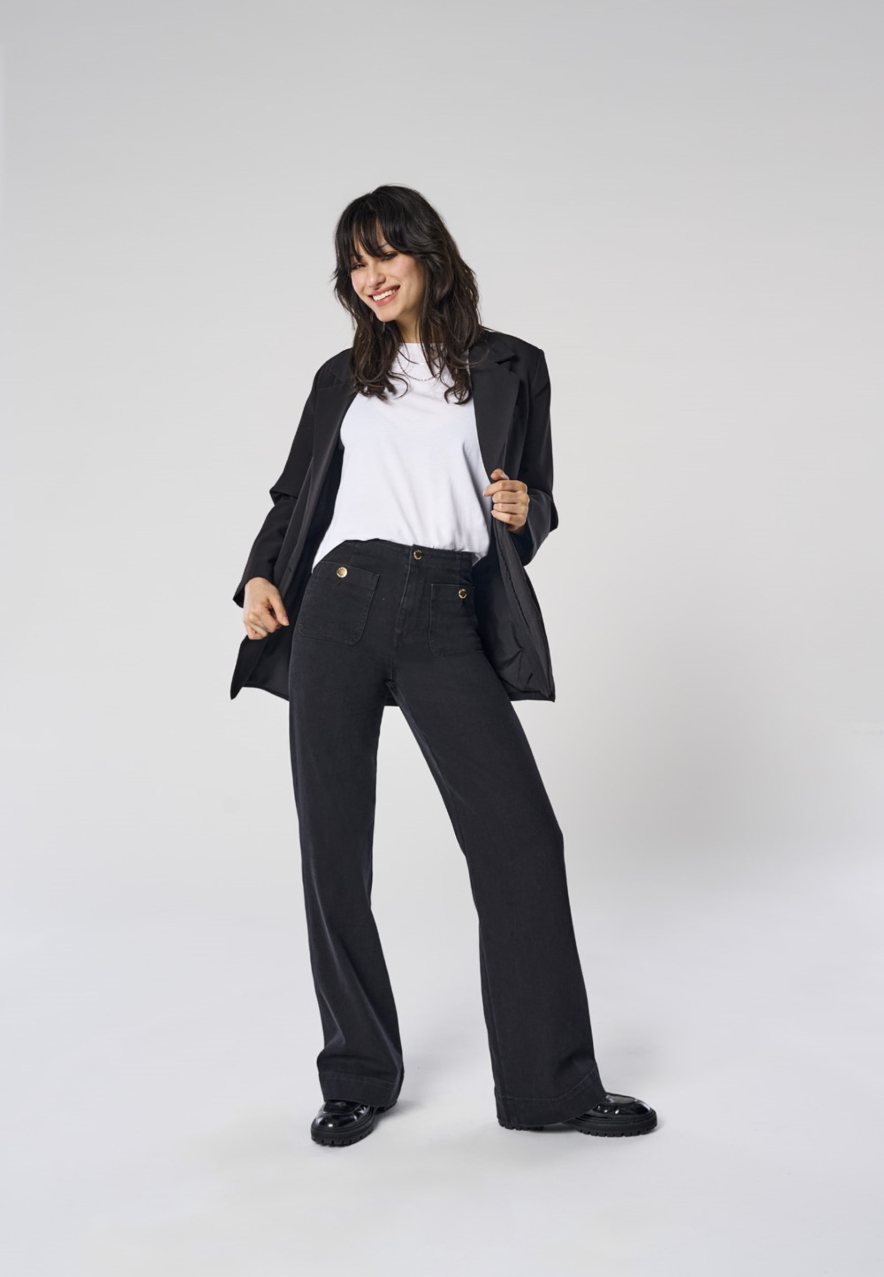 ONLY Jeans taille haute »ONLMADELINE HW WD POCKET DNM GUA554 NOOS« Baumwollmischung