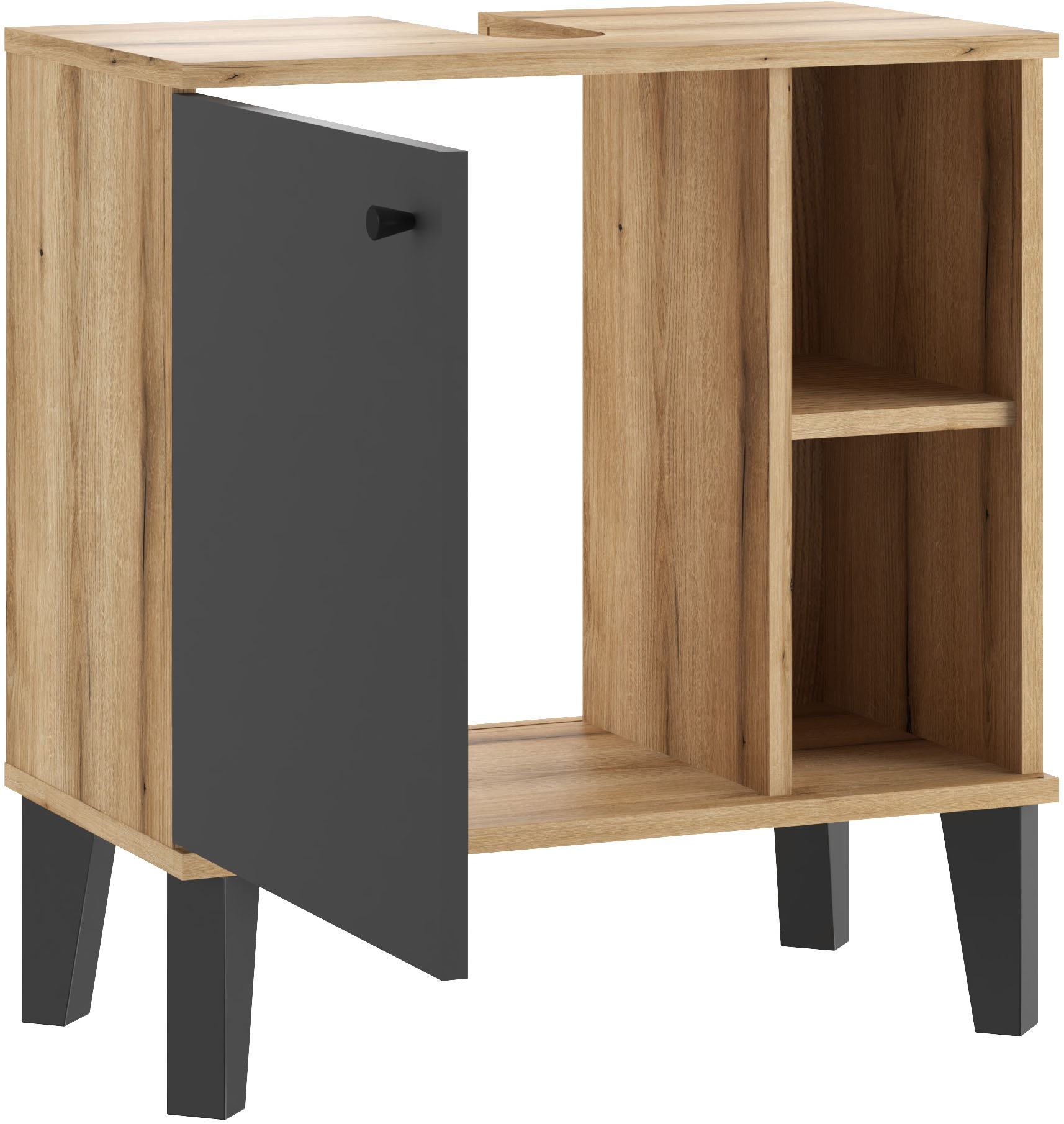 Home affaire Waschbeckenunterschrank »Oslo, Waschtisch mit Knopfgriff, Badschrank im skandinavischen Design« in der Türfarbe Weiss oder Grau verfügbar, ausreichend Stauraum