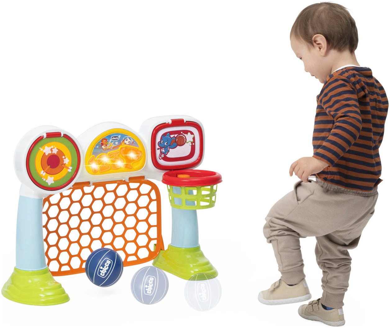 Chicco But de football »Multi-Sport-Aktivitätsspiel, 3in1« Made in Europe; mit Licht- und Soundeffekt