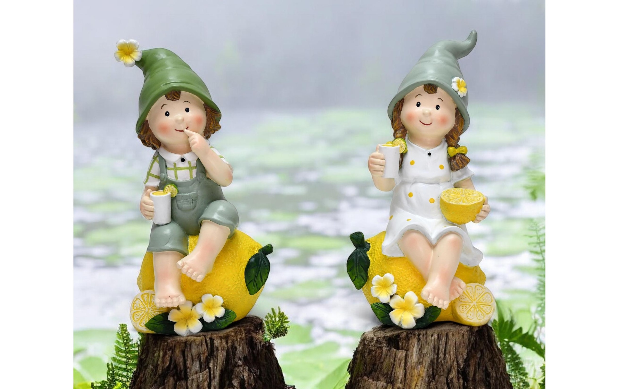 Gartenfigur »Dameco Kinder auf Zitrone 2er Set, sitzend«