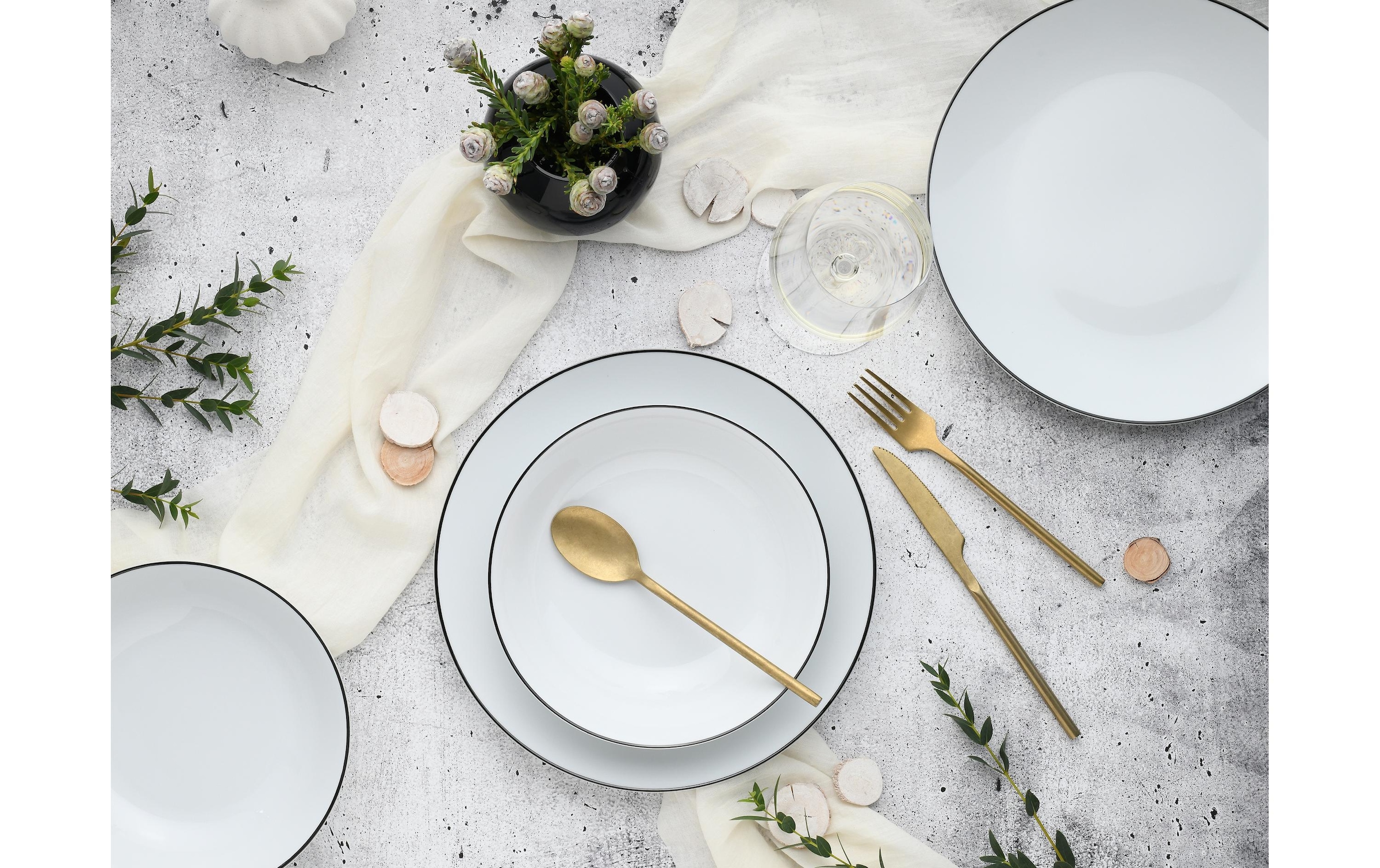 CreaTable Service combiné »Teller-Set Schwarz/Weiss«