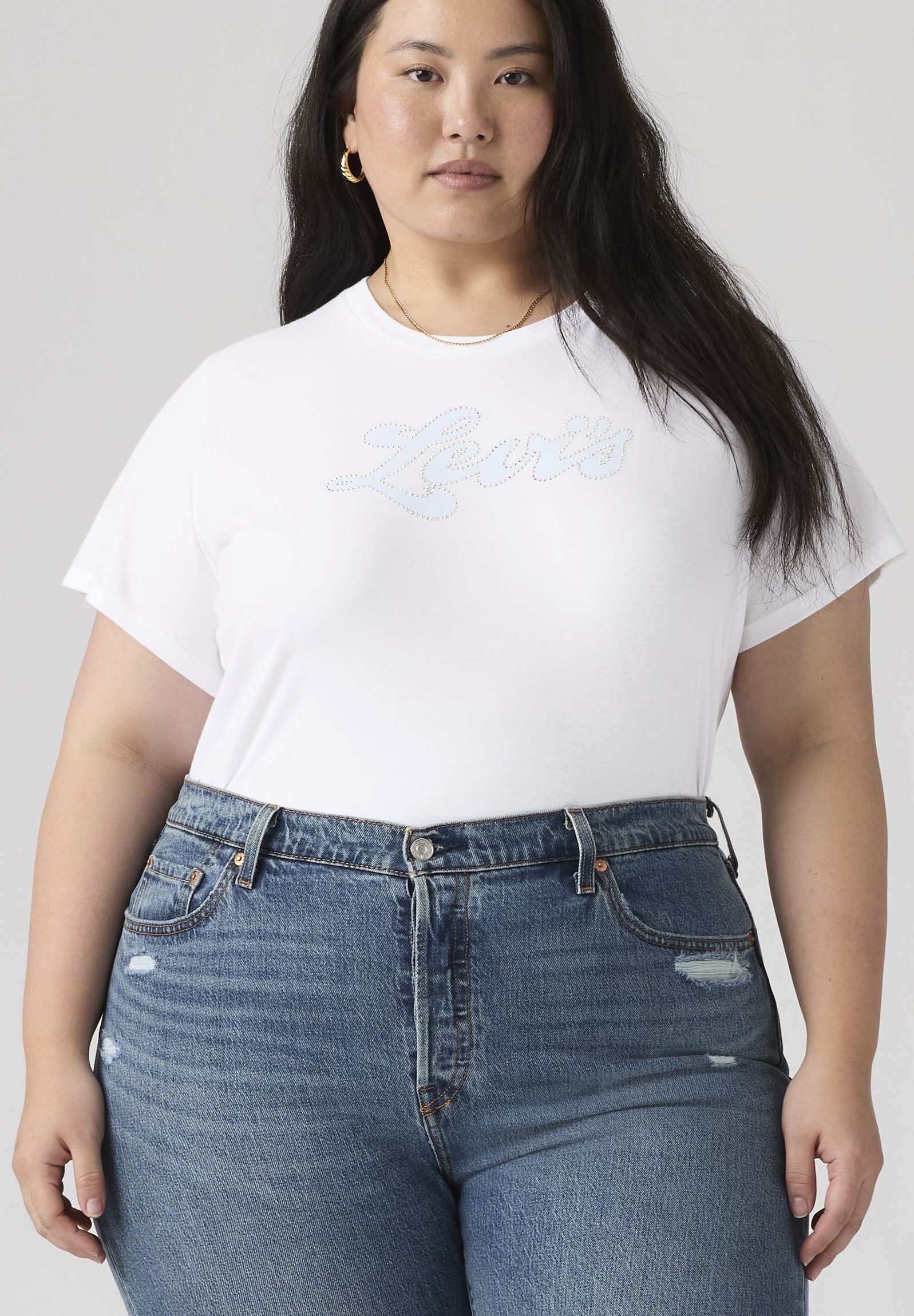 Levi's® Plus T-shirt »PL PERFECT TEE« Applikation mit Glitzersteinen