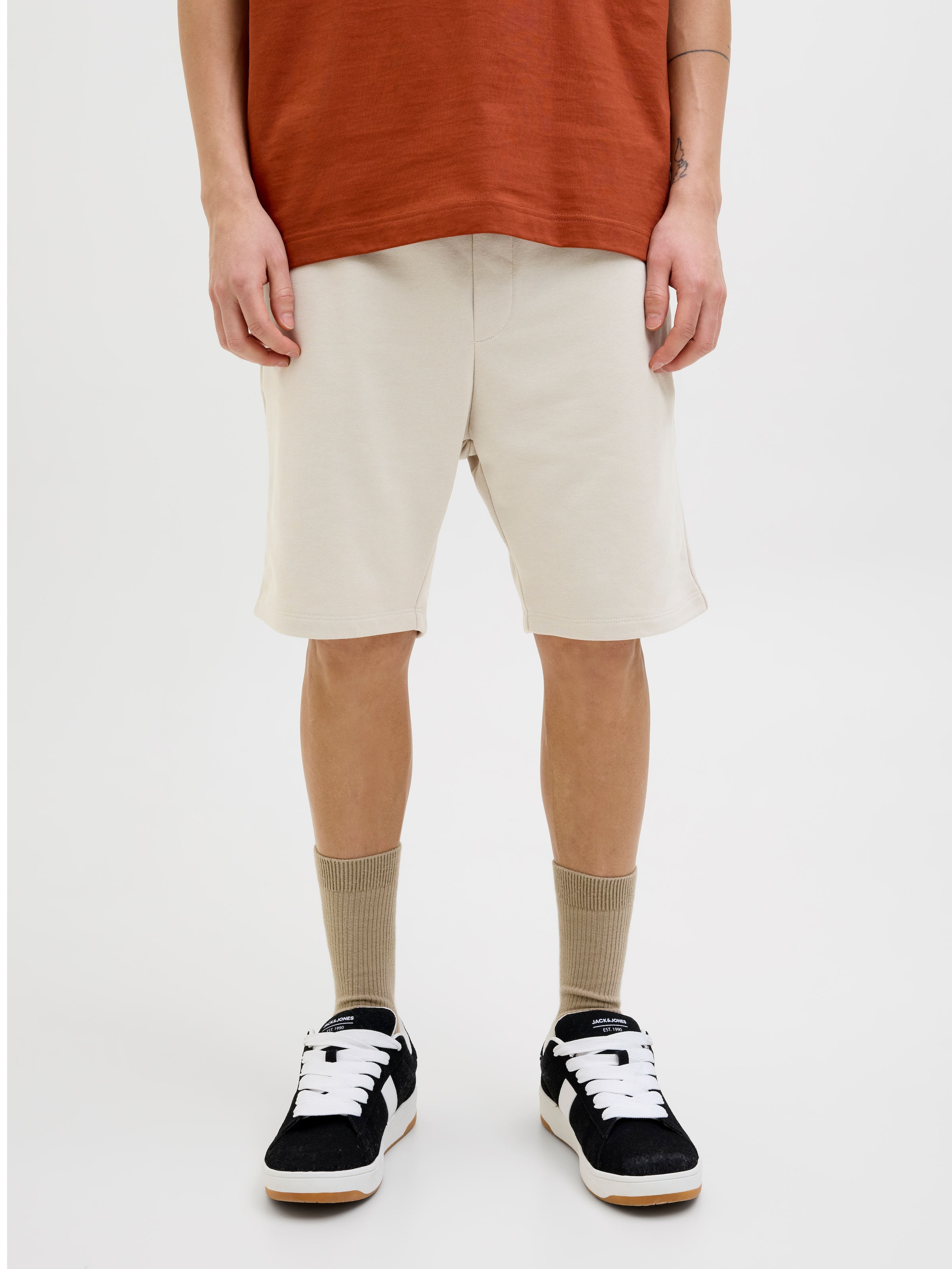 Image of Jack & Jones Sweatshorts "JPSTGORDON mit elastischem Bund" unifarben, modisch, regular fit, Webstoff