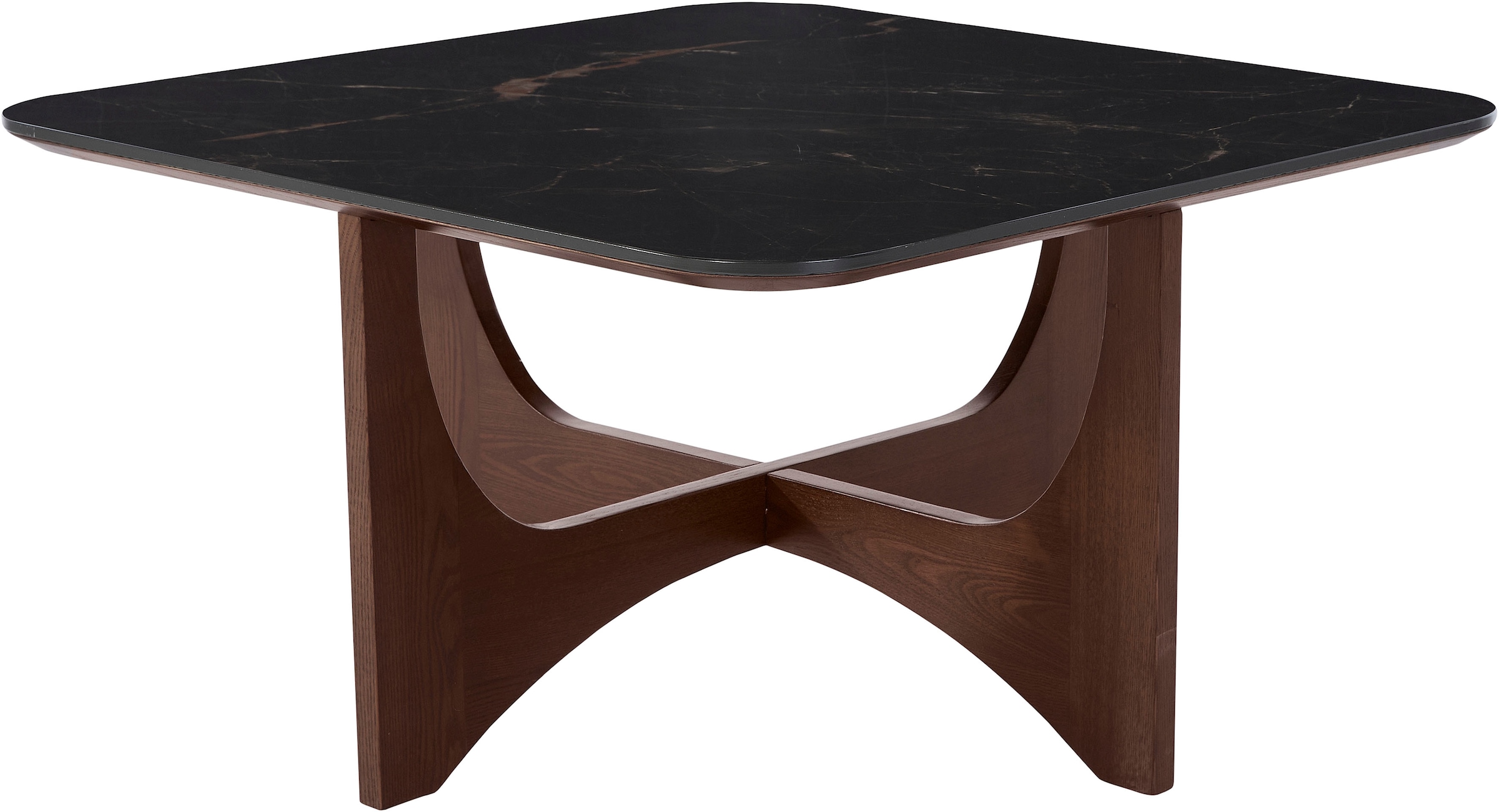 LeGer Home by Lena Gercke Table basse »Kirella« 1 cuis tlg. mit Marmor-Optik und massivem Eschenholz-Kreuzfuss, Breite 85 cm