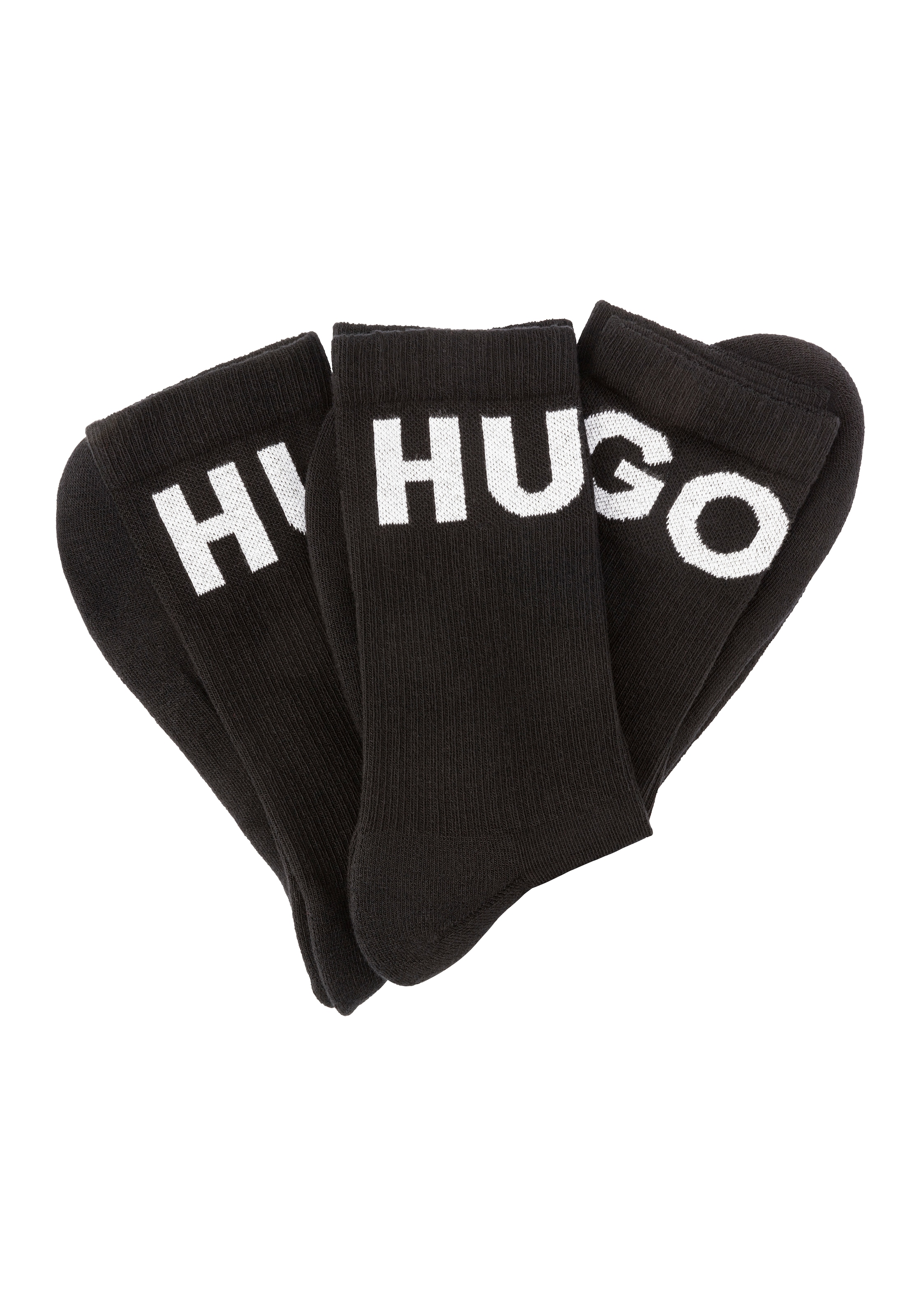 Image of HUGO Underwear Freizeitsocken "3P QS ICONIC CC 1" Packung, 3er, 3 Paar tlg. mit HUGO Logostickerei in Kontrastfarbe