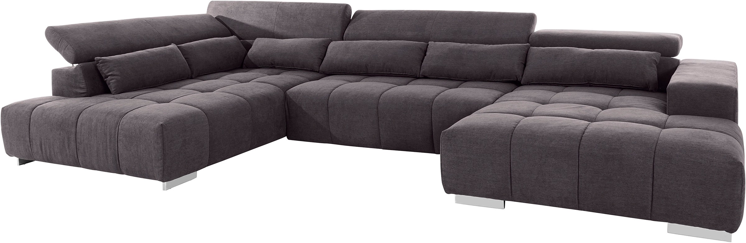 COTTA Wohnlandschaft »Orion U-Form, B: 409 cm« mit Kopfteilverstellung & 6 Nierenkissen