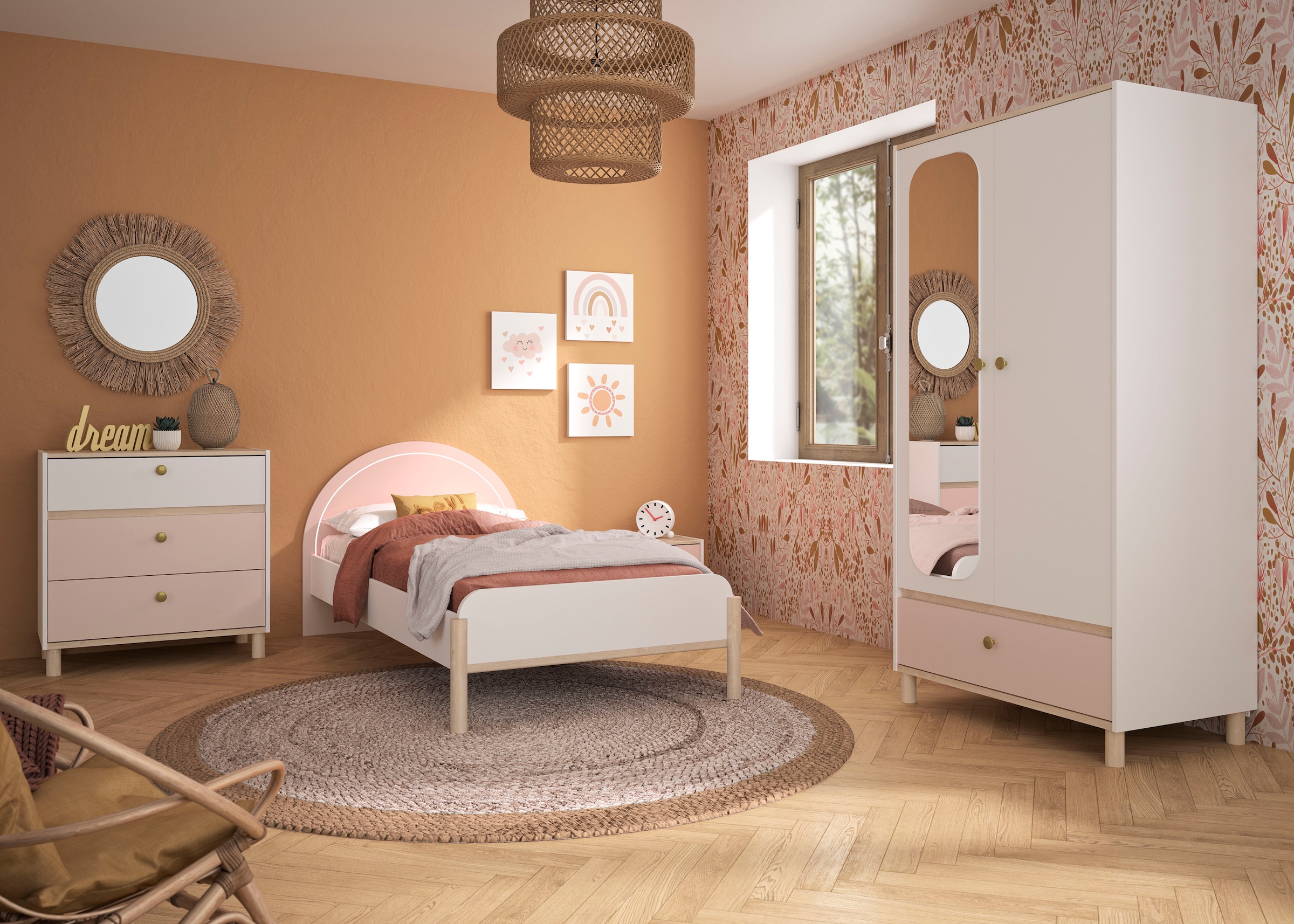 Gami Jugendzimmer-Set »Romy«, (4 tlg.), Elegantes Design für eine sanfte und feminine Atmosphäre.