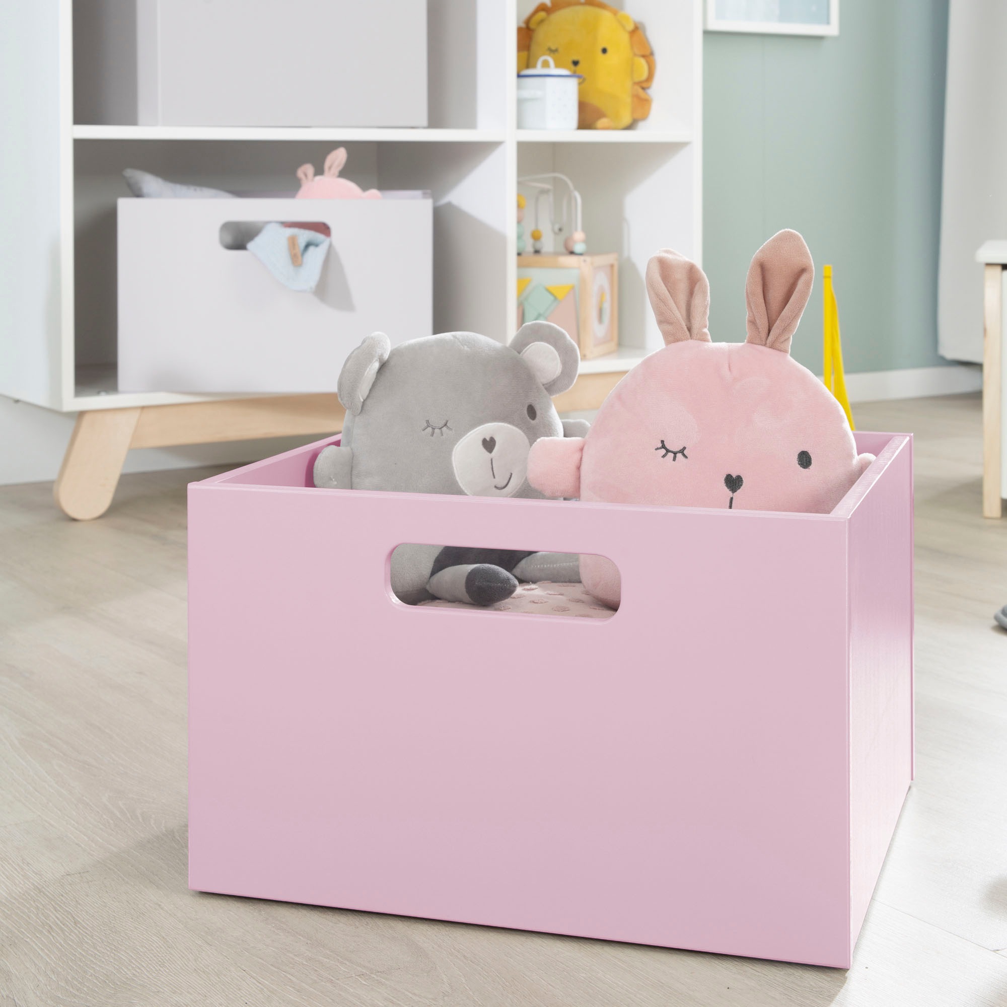 roba Aufbewahrungsbox "rosa" aus Holz; Organizer für Spielzeug