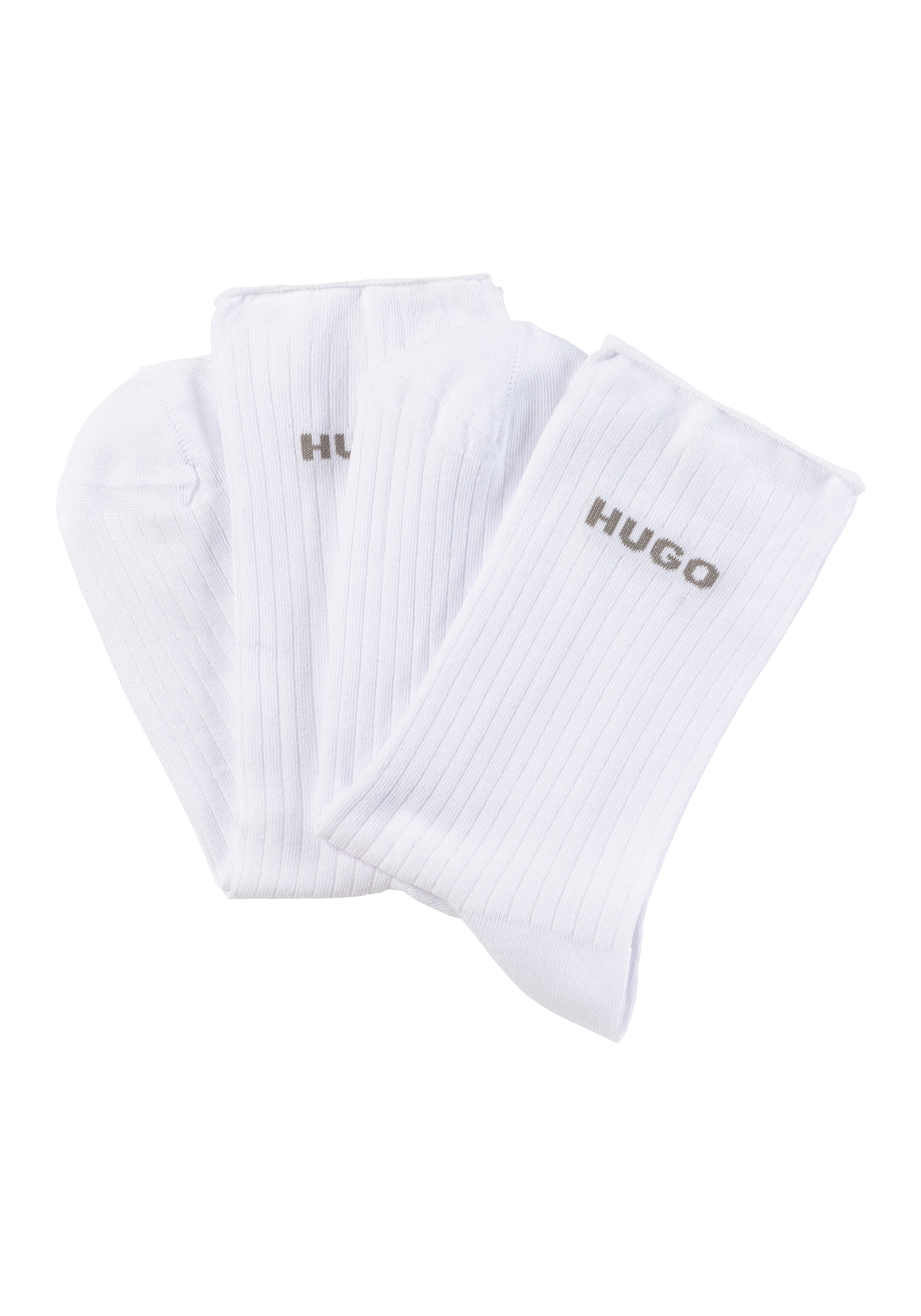 Image of HUGO Underwear Freizeitsocken "2P QS FINE RIB CC" mit grossem Logo