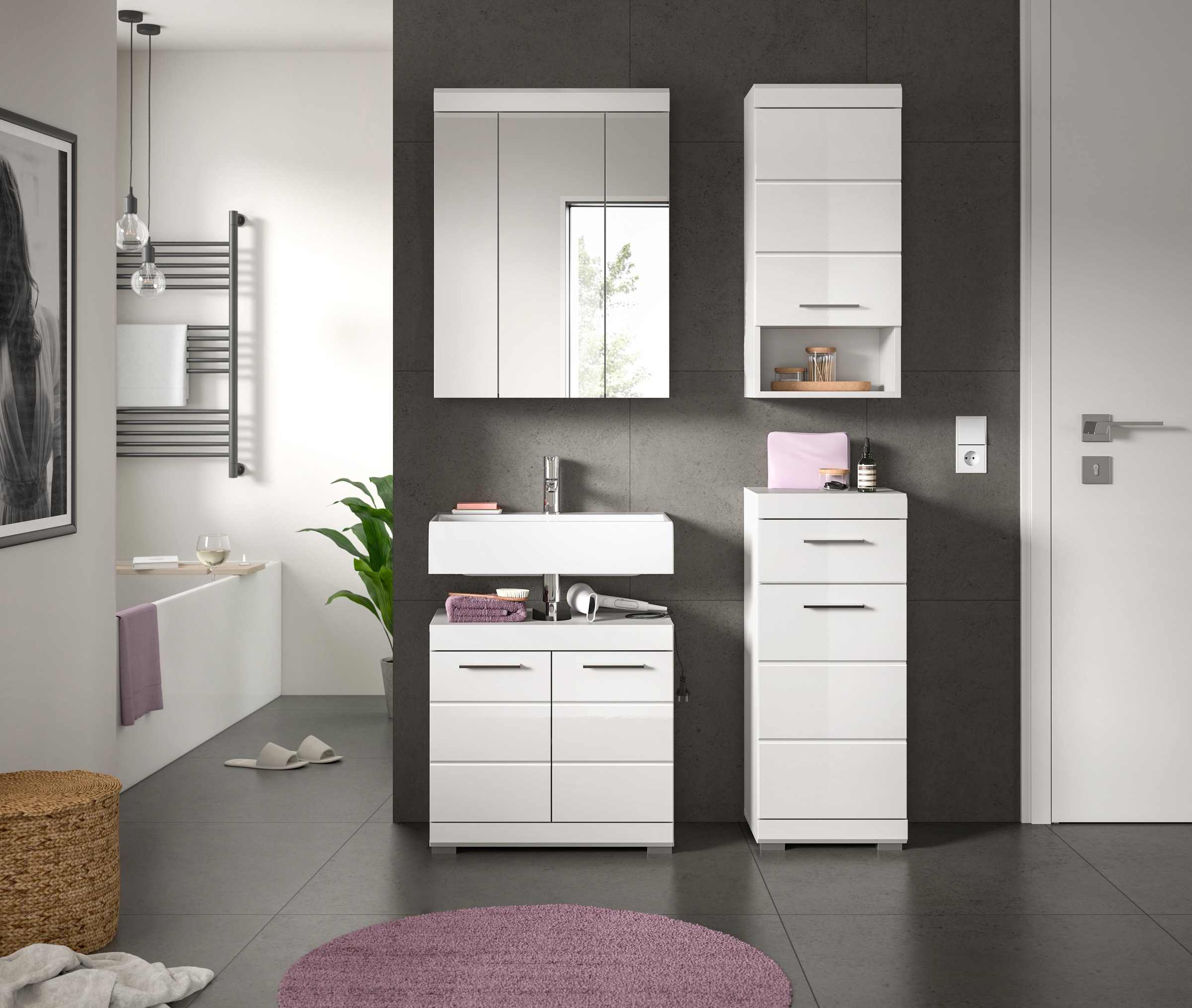 welltime Ensemble de meubles de salle de bain »Siena, 4 teilig, bestehend aus:« Set, TOPSELLER!, 4 cuis tlg.