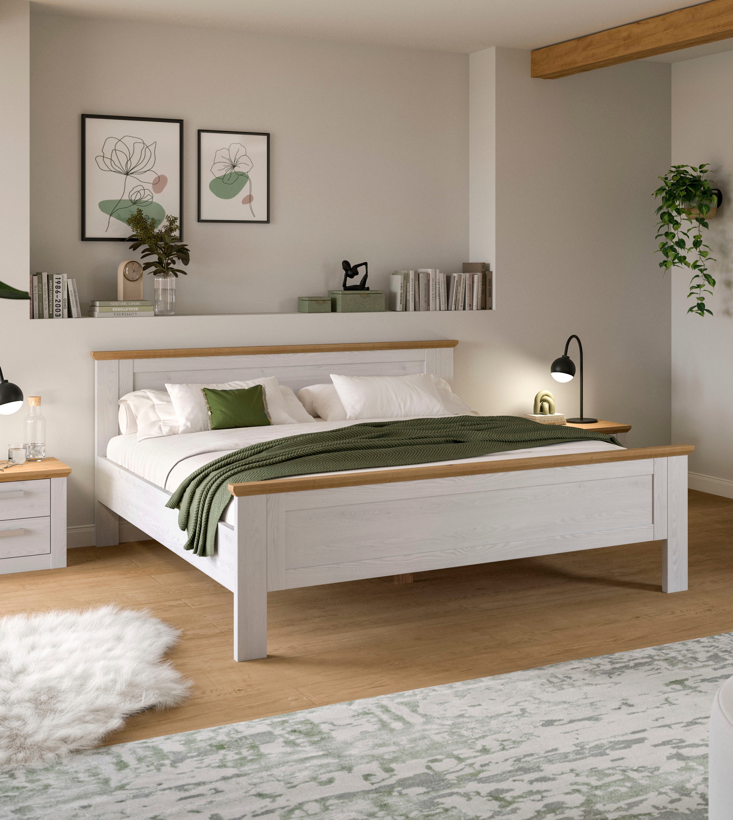 Image of Home affaire Bettgestell "COSENZA, Breite 189cm, im Landhausstil" für Matratzen 180x200 cm, ohne Lattenrost, Bett, Kastenbett, Schlafzimmer, Schlafen
