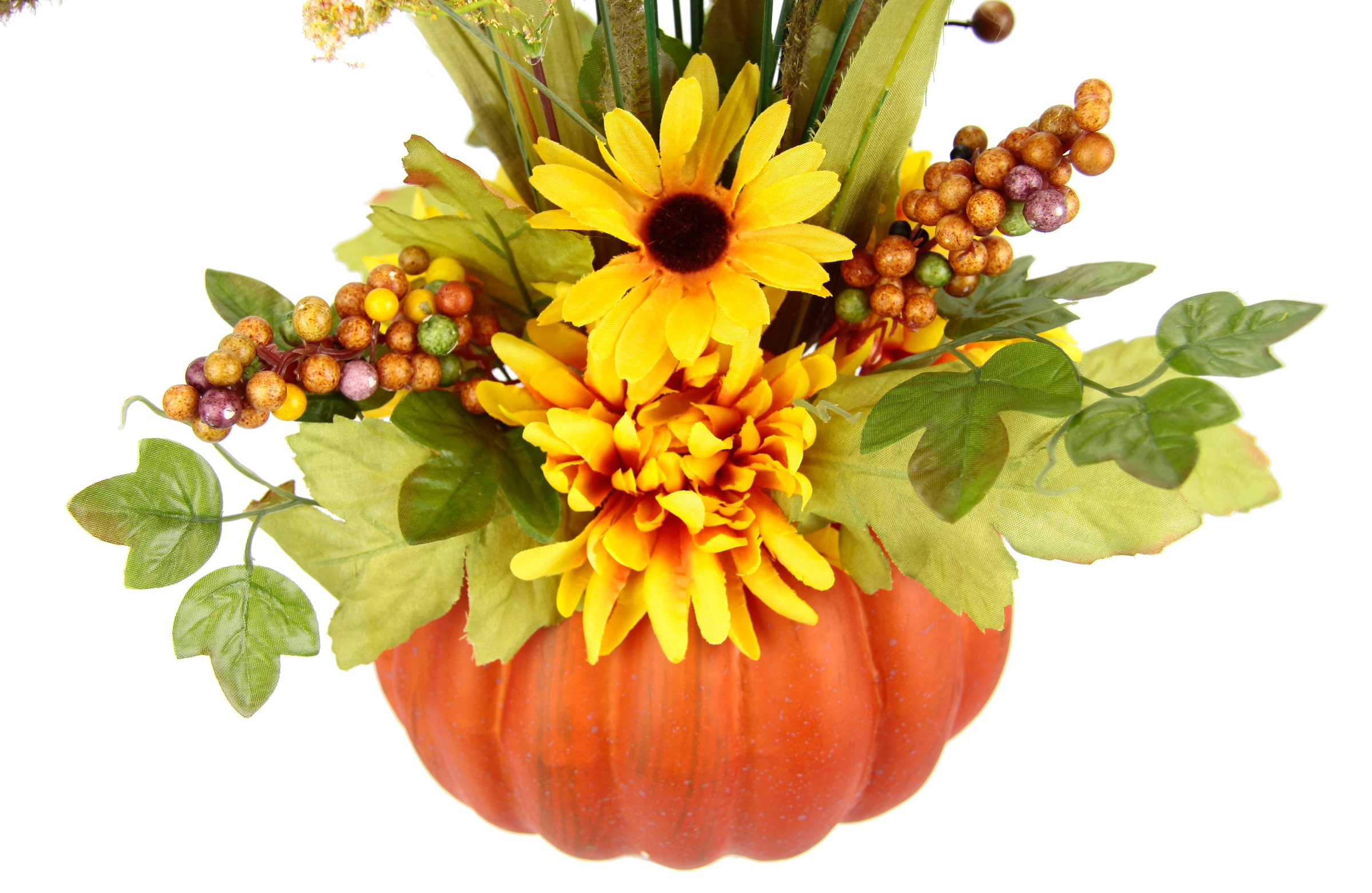 I.GE.A. Kunstblume Dekoblumen kaufen »Gesteck Kürbis«, Arrangement im künstlichen Herbstdeko mit Gräsern Beeren aus Blumen Dahlien