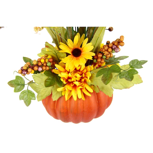 I.GE.A. Kunstblume »Gesteck aus Dahlien Beeren Gräsern im Kürbis«,  Arrangement mit künstlichen Blumen Dekoblumen Herbstdeko kaufen