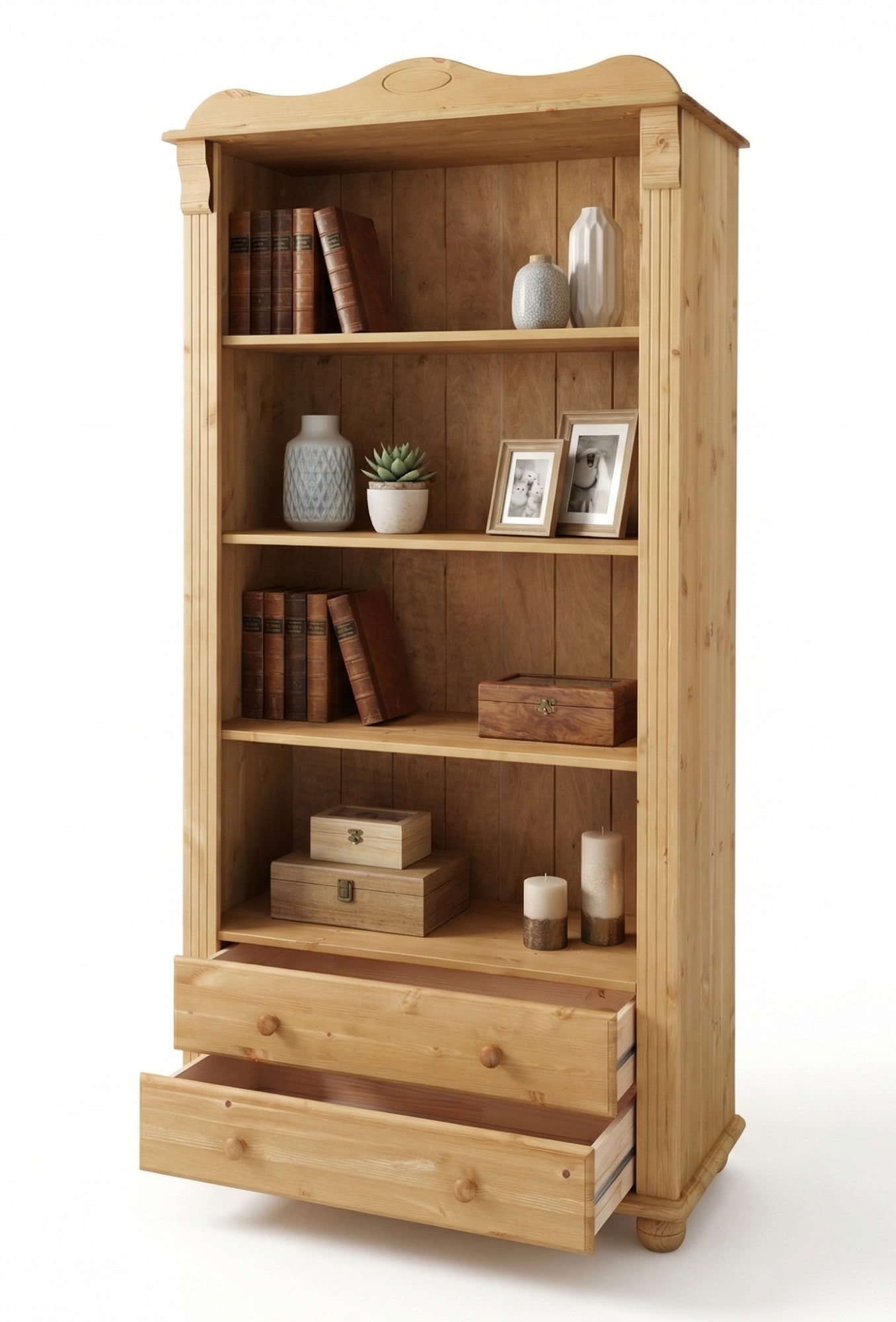 GOODproduct Bücherregal »Adele, Standregal, Regal« B/T/H:,  aus massiver Kiefer, Breite 92 cm, mit 2 Schubladen, FSC®