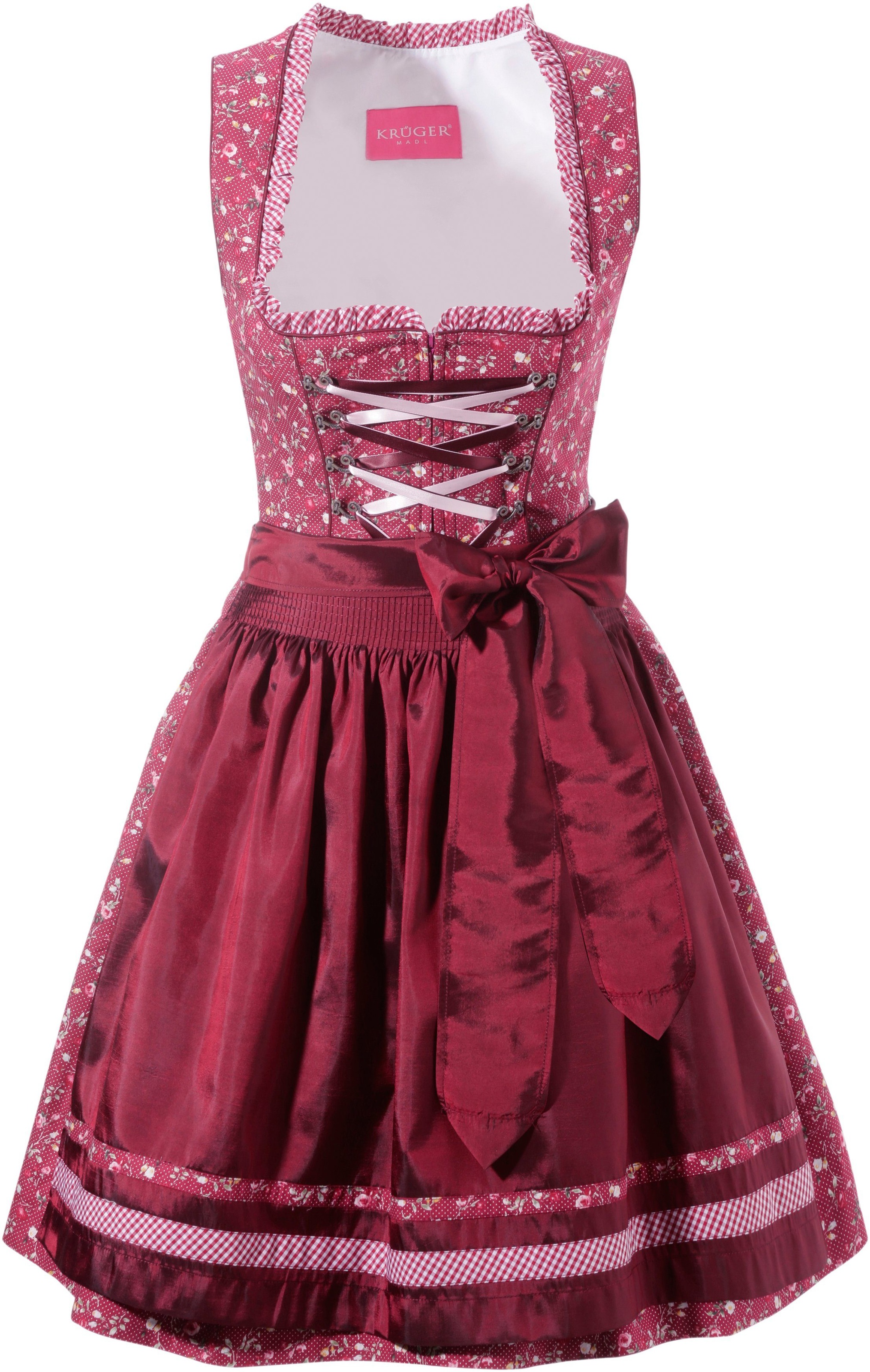 Dirndl midi mit Satinbandschnürung