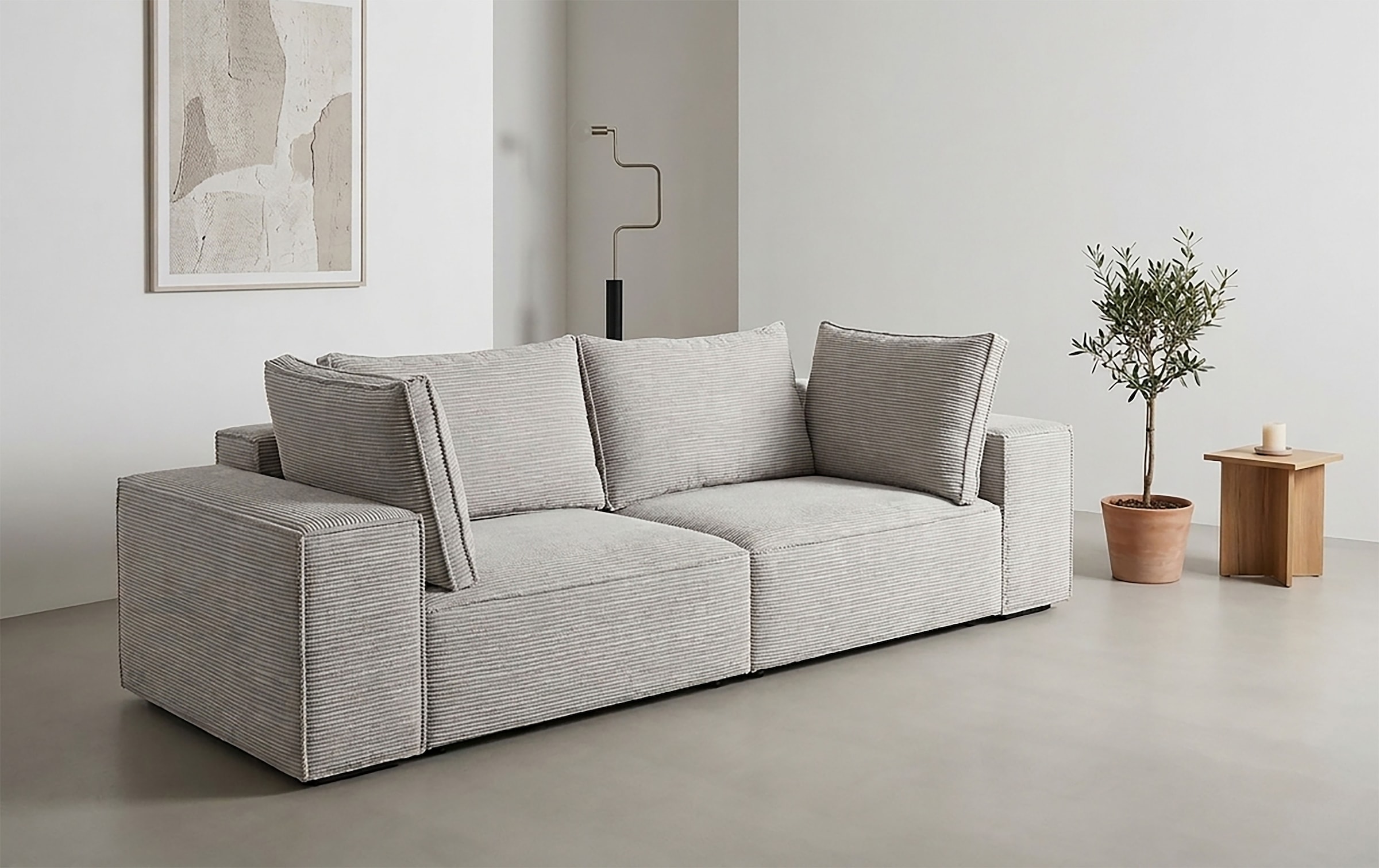 Trends by HG Canapé Big »Conor XL, B: 268cm, Liegefläche: 138 x 194 cm, in Cord und Velours« avec fonction couchage et coffre de lit